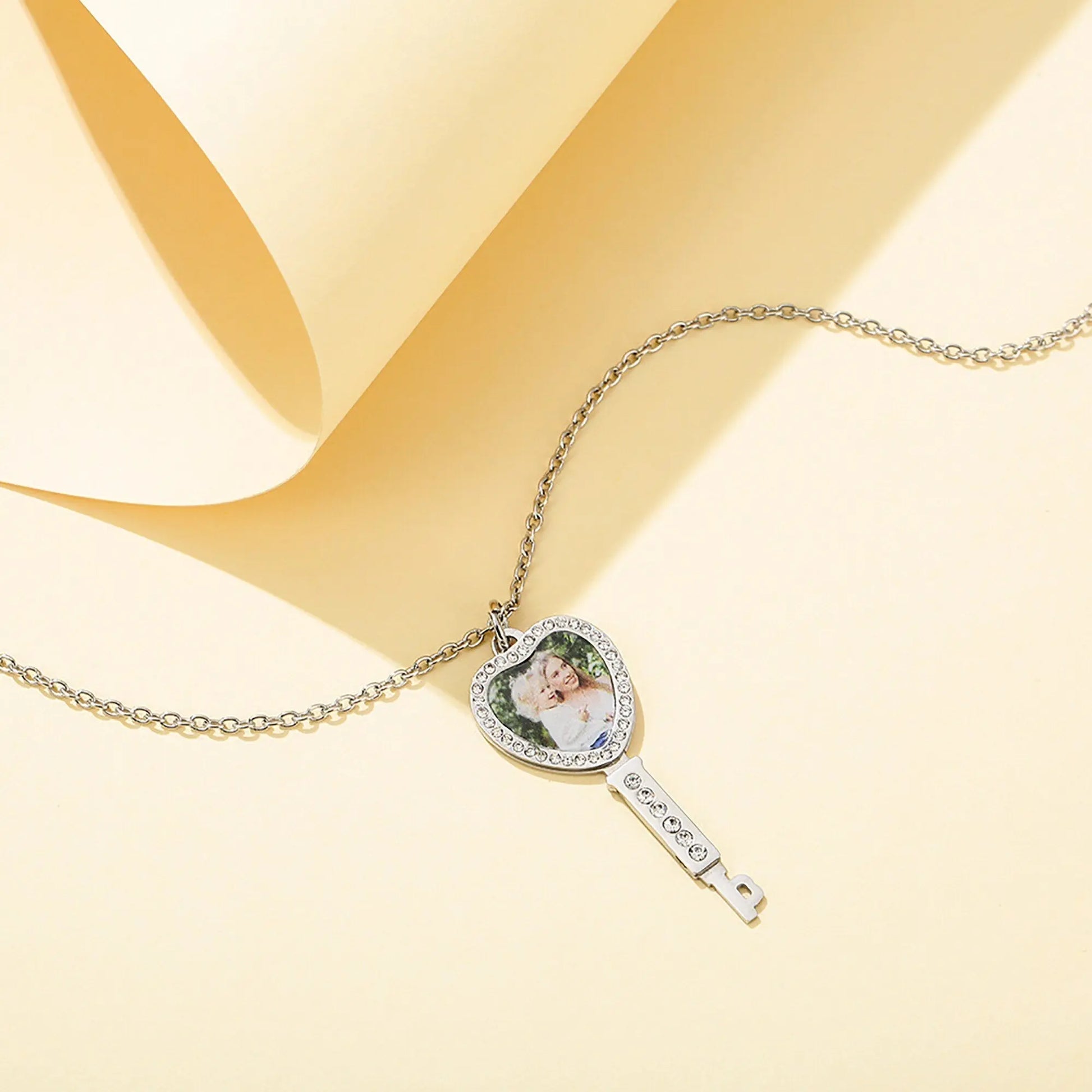 Customizable Photo Key Necklace Hip Hop Silver Color Pendant Necklace - Blade & Thread