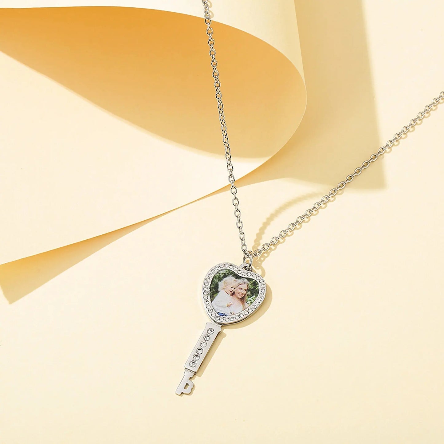 Customizable Photo Key Necklace Hip Hop Silver Color Pendant Necklace - Blade & Thread