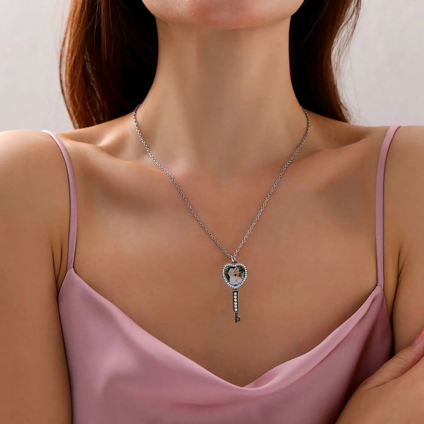 Customizable Photo Key Necklace Hip Hop Silver Color Pendant Necklace - Blade & Thread