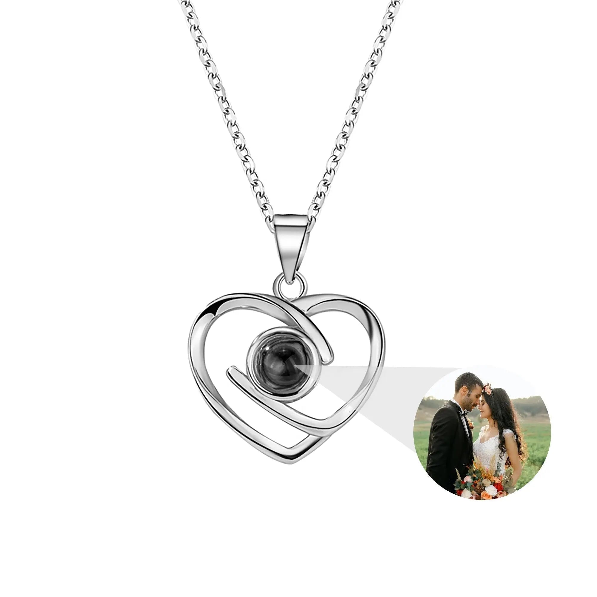Customizable Photo Ladies Personality Heart Necklace With Silver Material Valentine's Day Christmas Gift With Romantic Gift nowadaysfashion