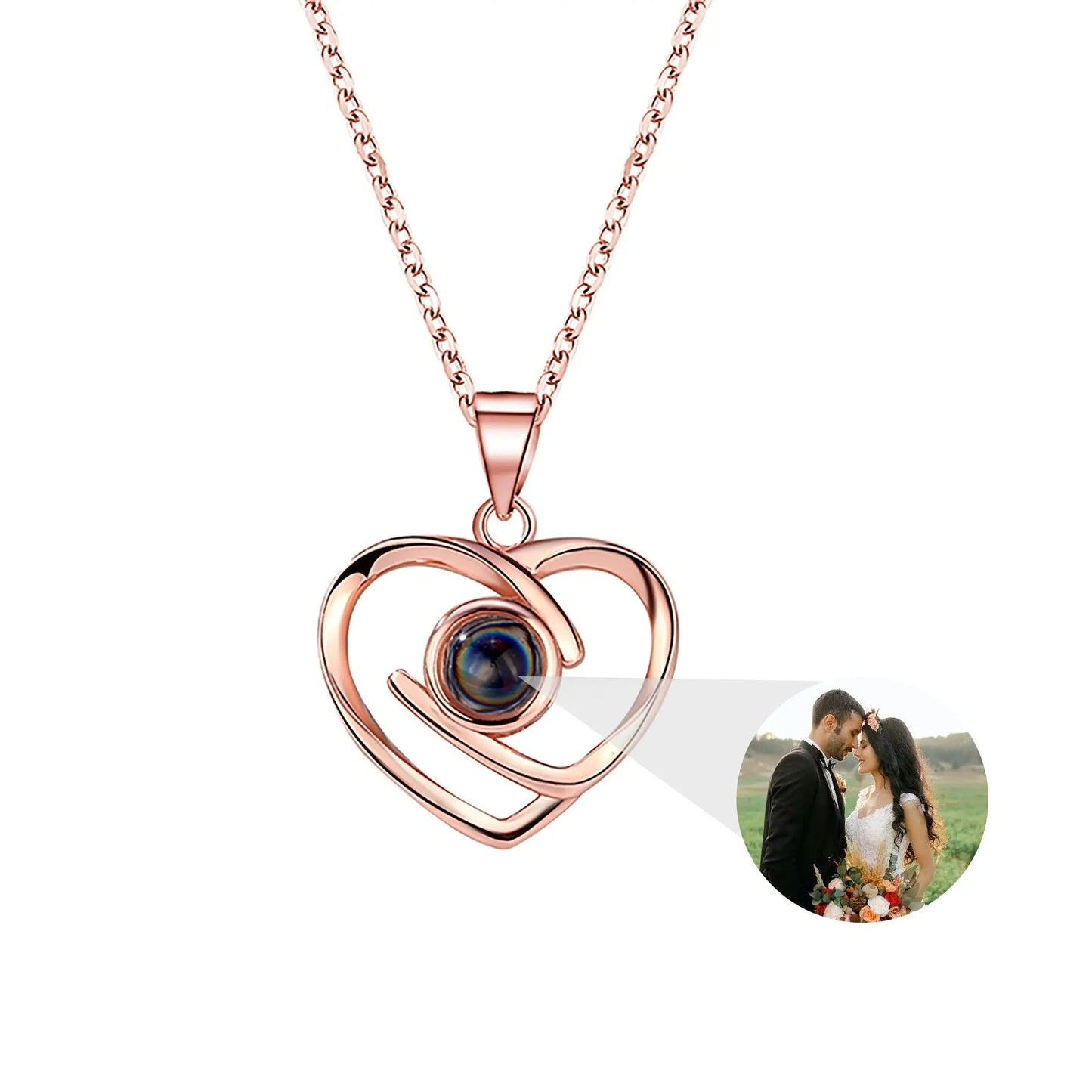 Customizable Photo Ladies Personality Heart Necklace With Silver Material Valentine's Day Christmas Gift With Romantic Gift - Blade & Thread