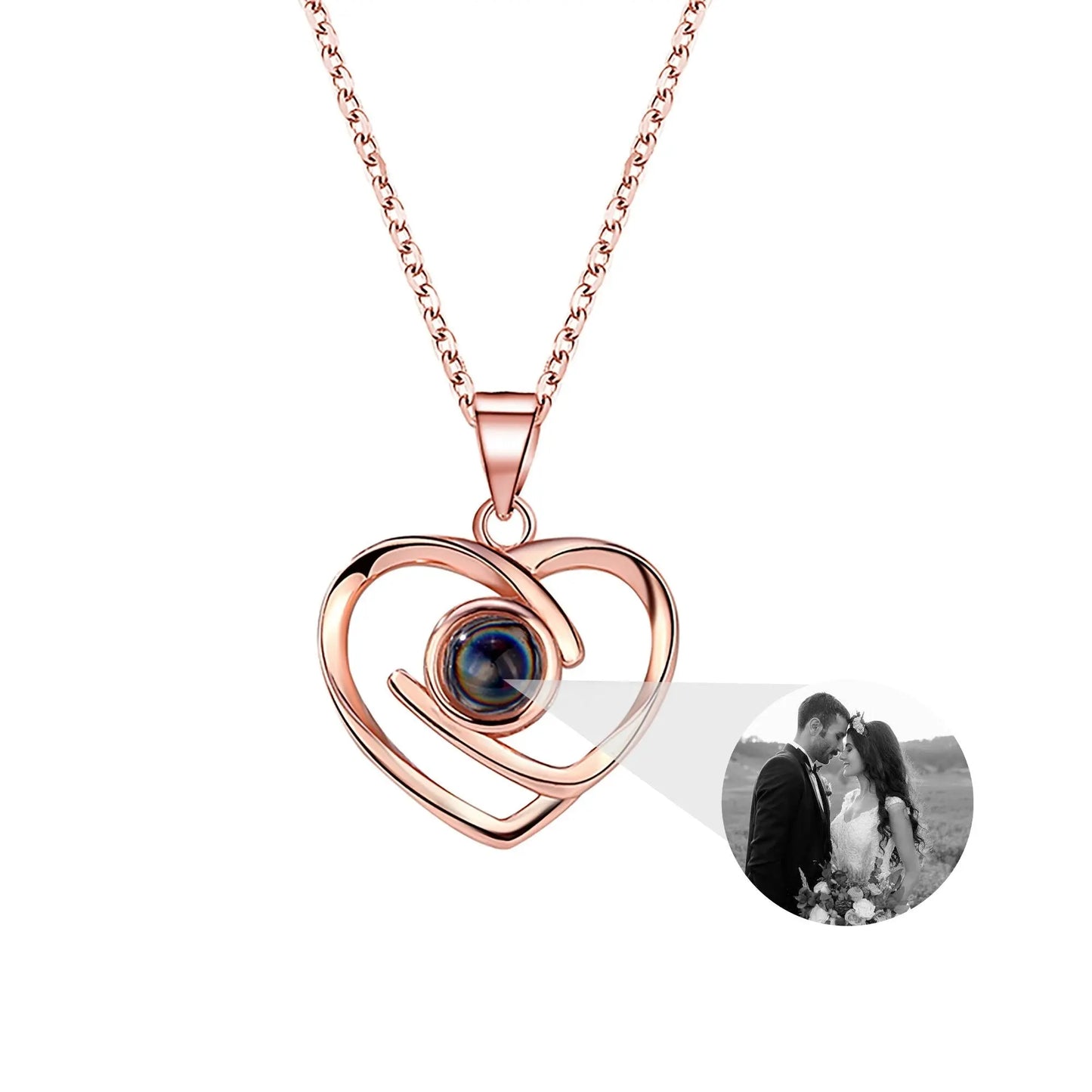 Customizable Photo Ladies Personality Heart Necklace With Silver Material Valentine's Day Christmas Gift With Romantic Gift - Blade & Thread