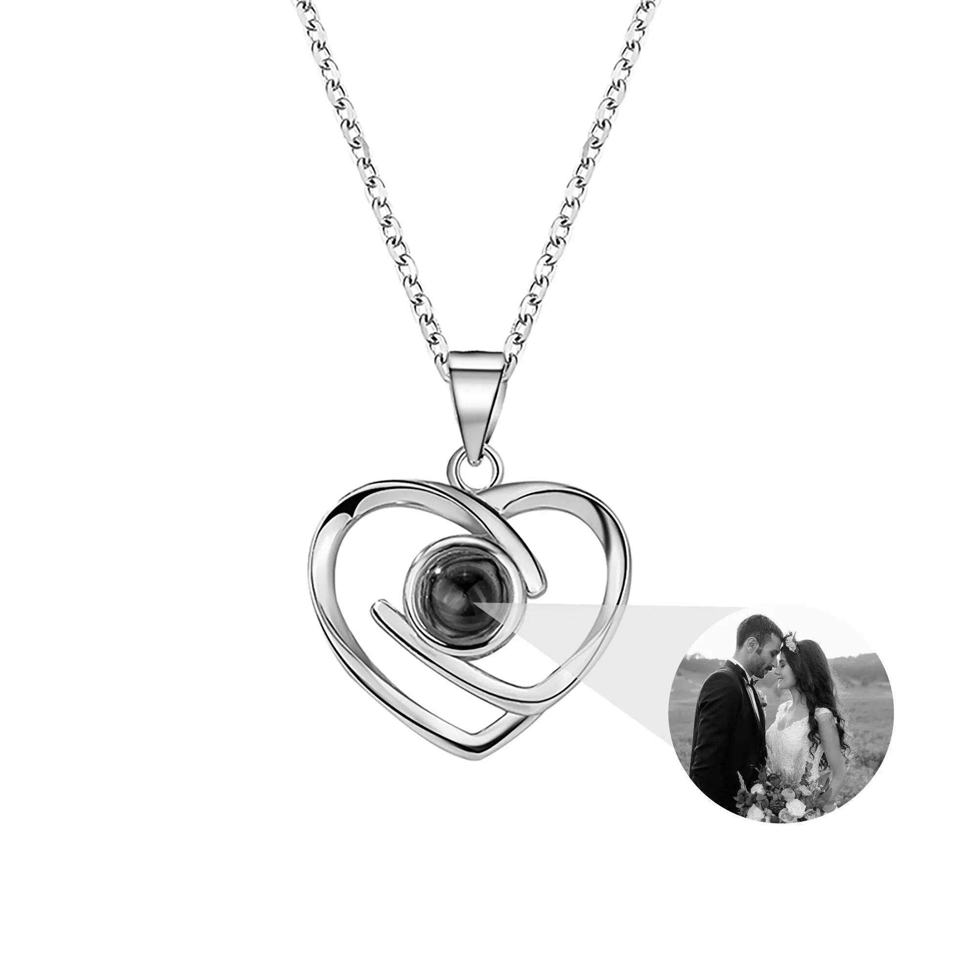 Customizable Photo Ladies Personality Heart Necklace With Silver Material Valentine's Day Christmas Gift With Romantic Gift nowadaysfashion