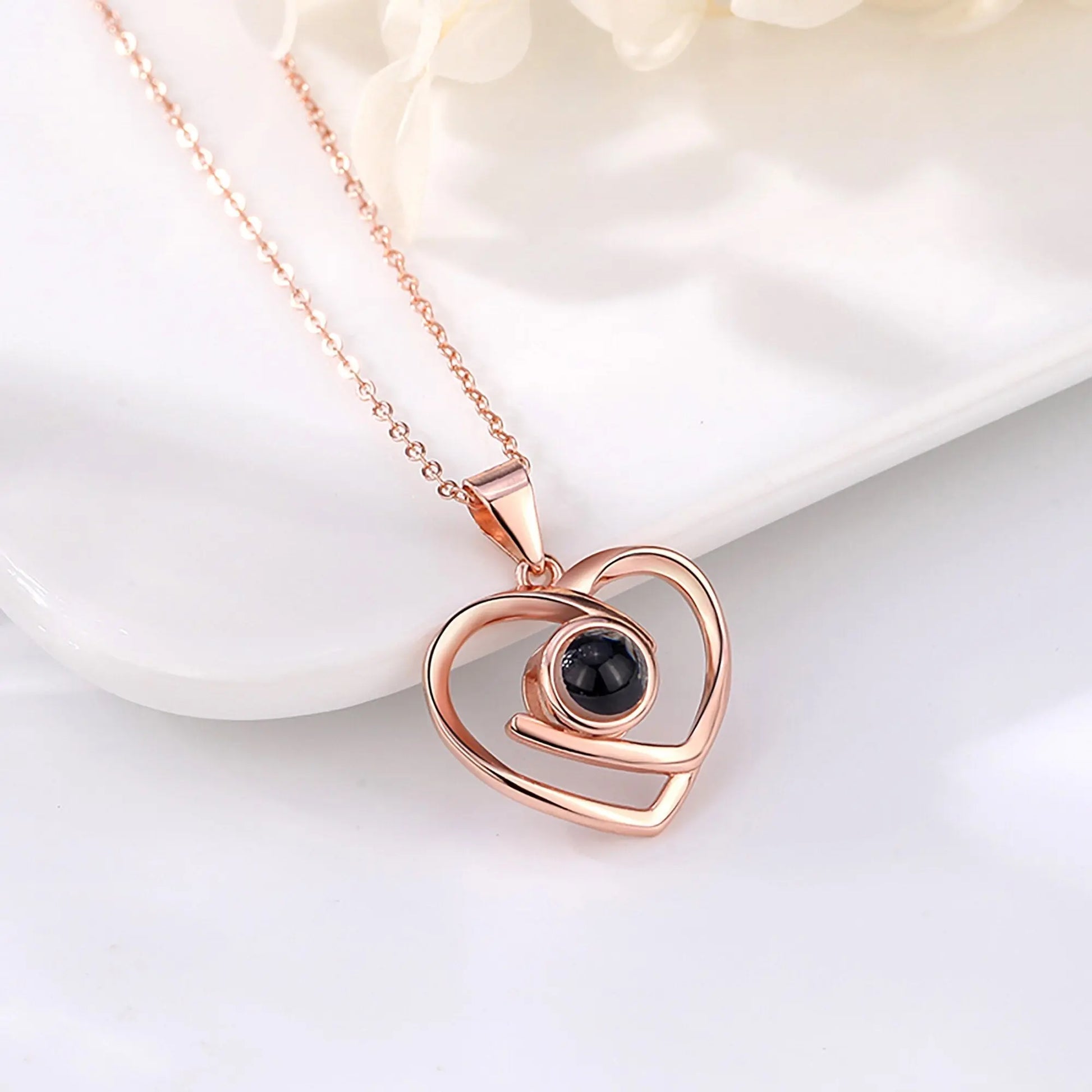 Customizable Photo Ladies Personality Heart Necklace With Silver Material Valentine's Day Christmas Gift With Romantic Gift - Blade & Thread