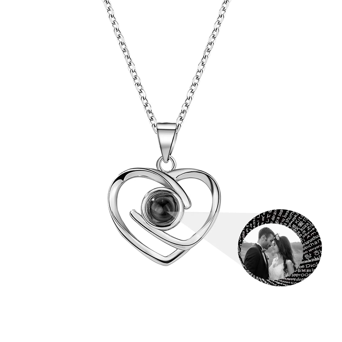 Customizable Photo Ladies Personality Heart Necklace With Silver Material Valentine's Day Christmas Gift With Romantic Gift - Blade & Thread