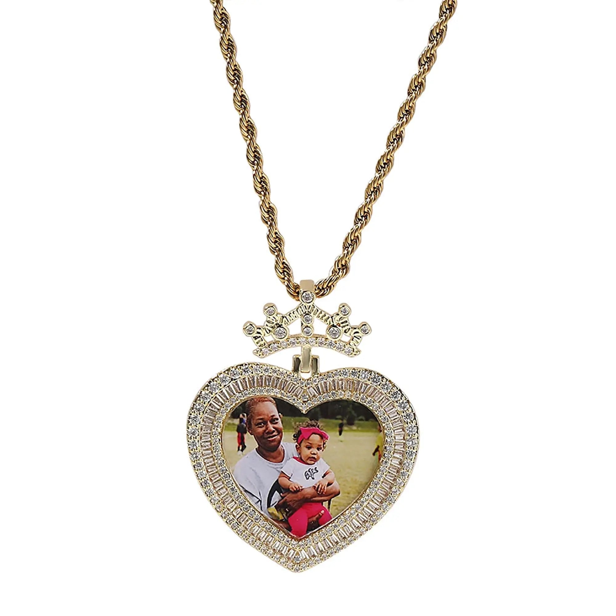 Customizable photo name hip-hop necklace Crown necklace nowadaysfashion
