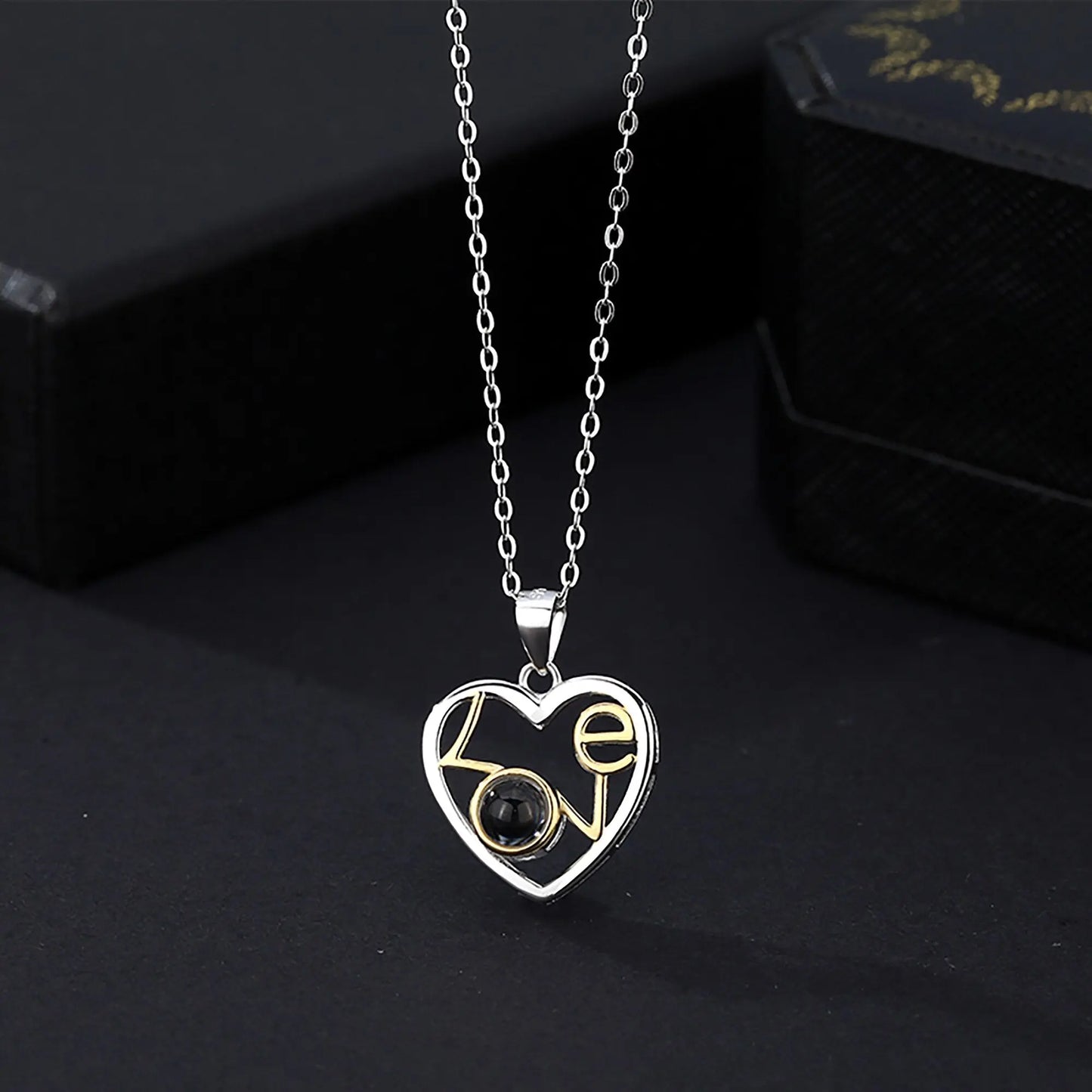 Customizable photo Necklace Round Heart Pendant Romantic Memory Projection Necklaces - Blade & Thread