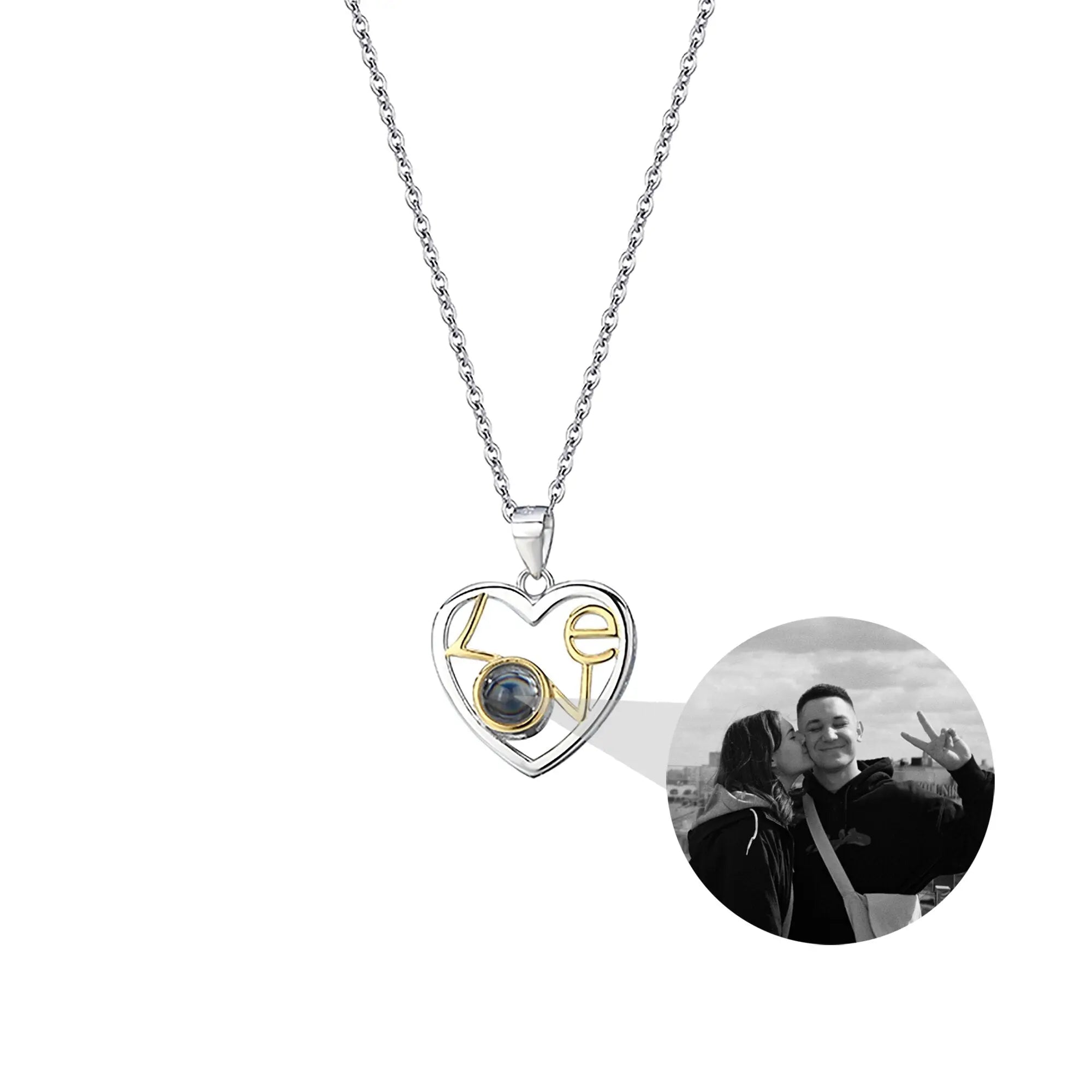 Customizable photo Necklace Round Heart Pendant Romantic Memory Projection Necklaces nowadaysfashion