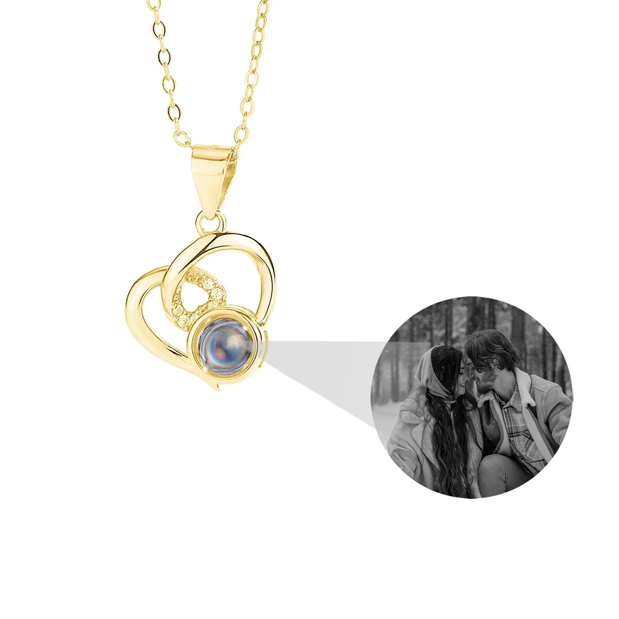 Customizable Photo Necklaces Silver Shiny Heart Chain Necklace Birthday Gifts nowadaysfashion