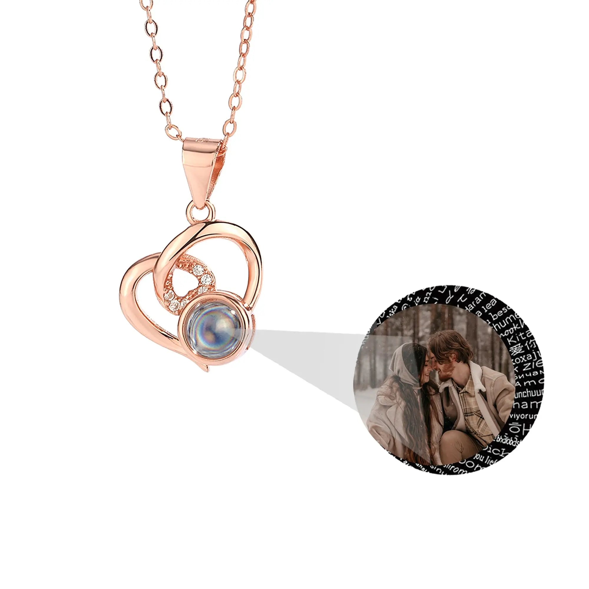 Customizable Photo Necklaces Silver Shiny Heart Chain Necklace Birthday Gifts nowadaysfashion