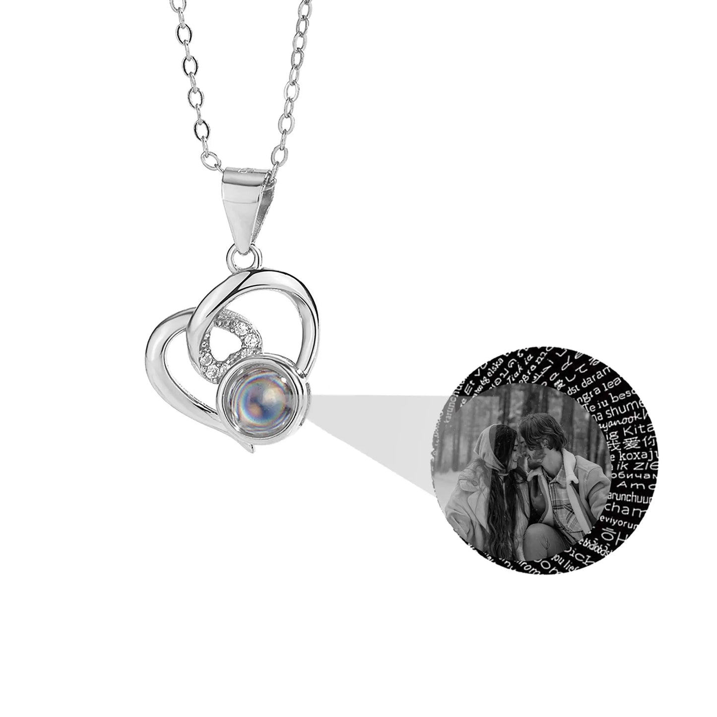Customizable Photo Necklaces Silver Shiny Heart Chain Necklace Birthday Gifts - Blade & Thread