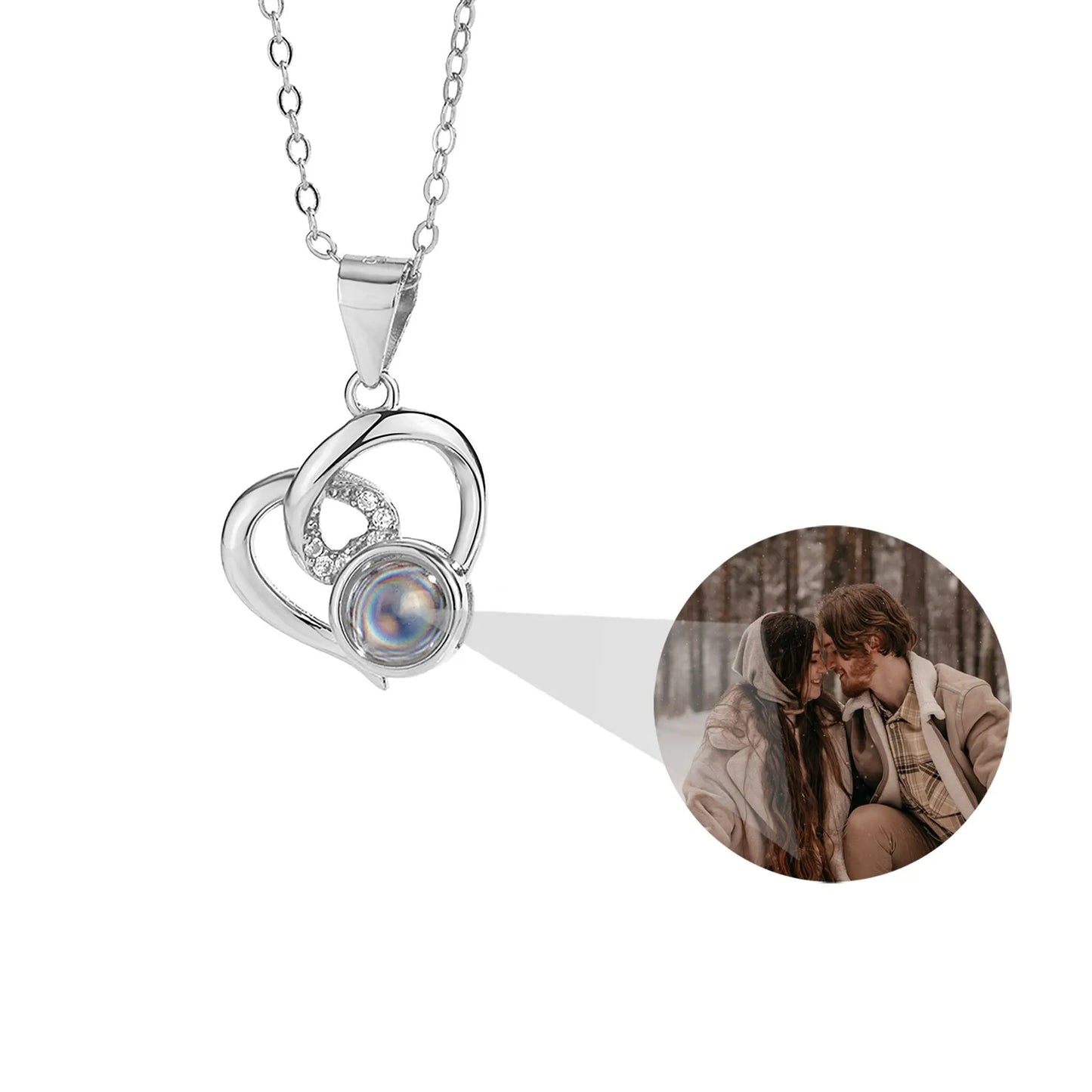 Customizable Photo Necklaces Silver Shiny Heart Chain Necklace Birthday Gifts - Blade & Thread