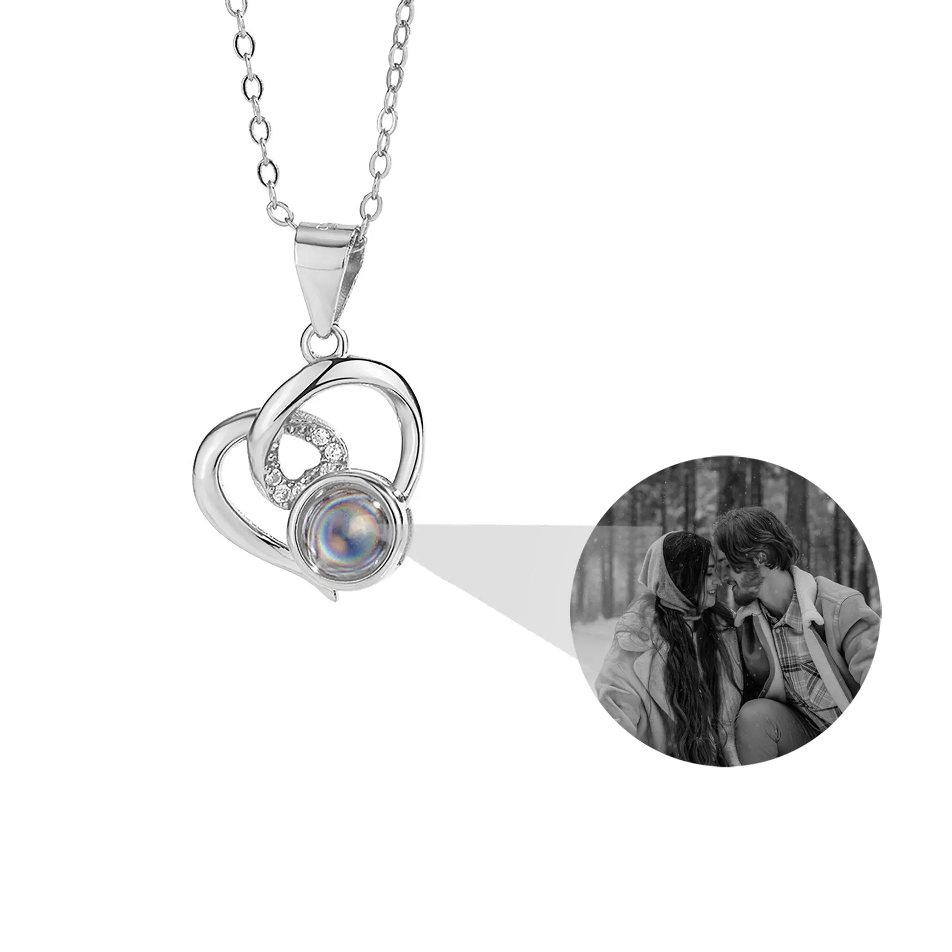 Customizable Photo Necklaces Silver Shiny Heart Chain Necklace Birthday Gifts - Blade & Thread