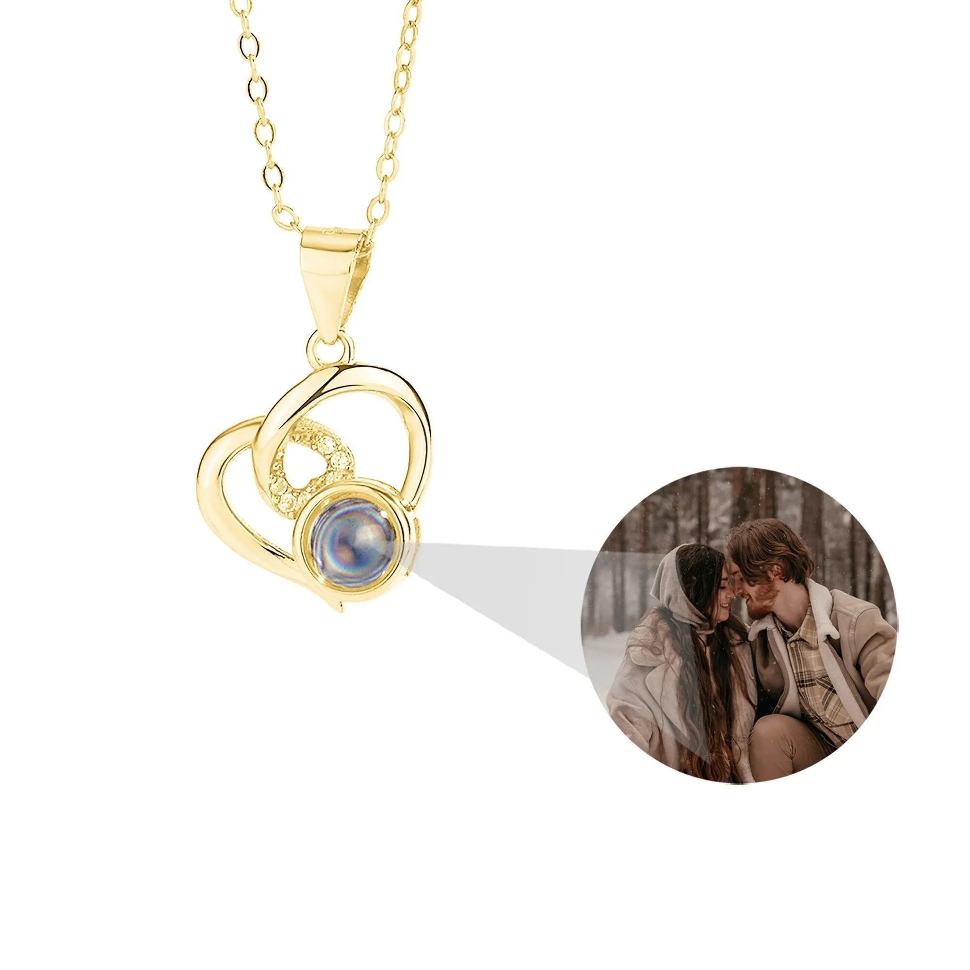 Customizable Photo Necklaces Silver Shiny Heart Chain Necklace Birthday Gifts nowadaysfashion