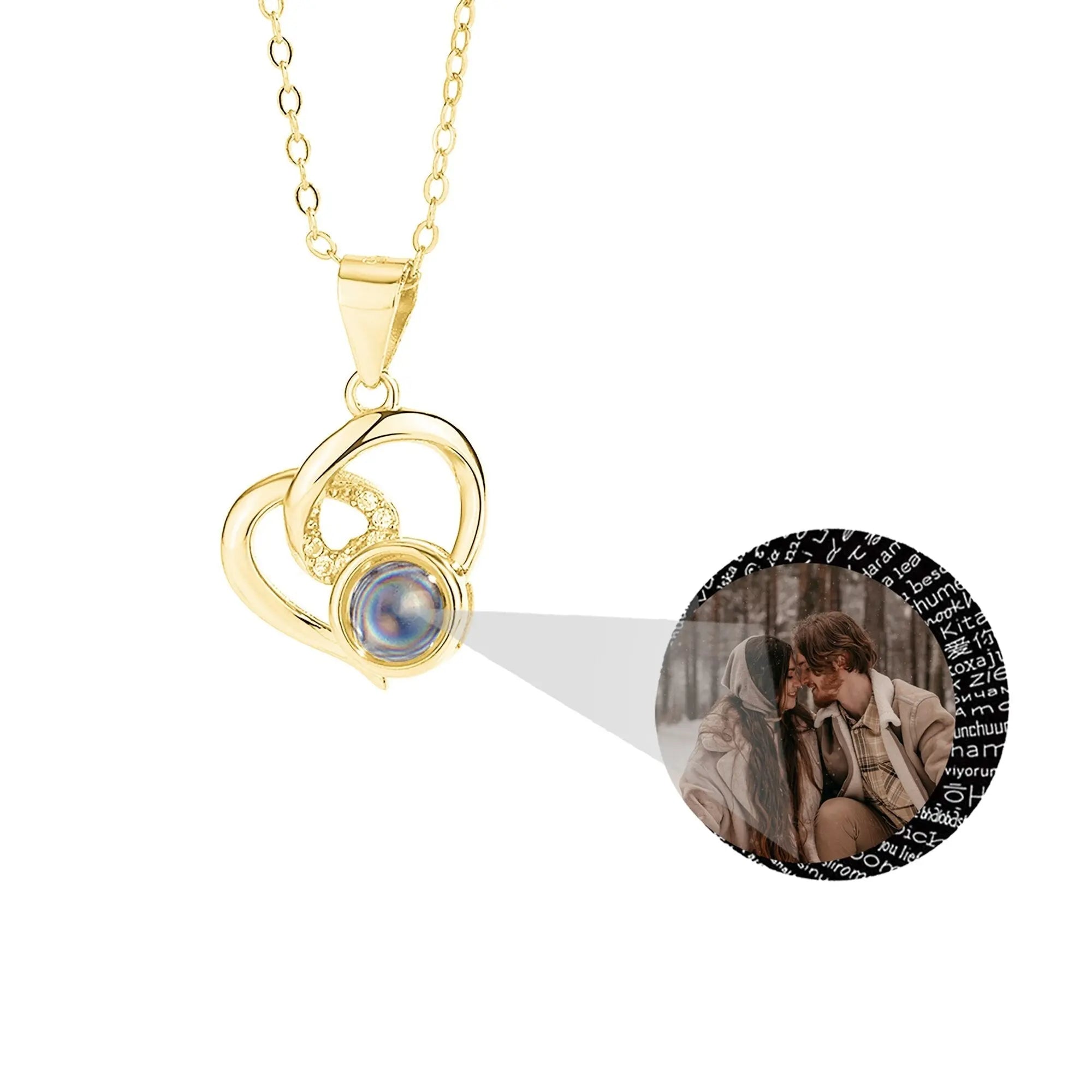 Customizable Photo Necklaces Silver Shiny Heart Chain Necklace Birthday Gifts nowadaysfashion