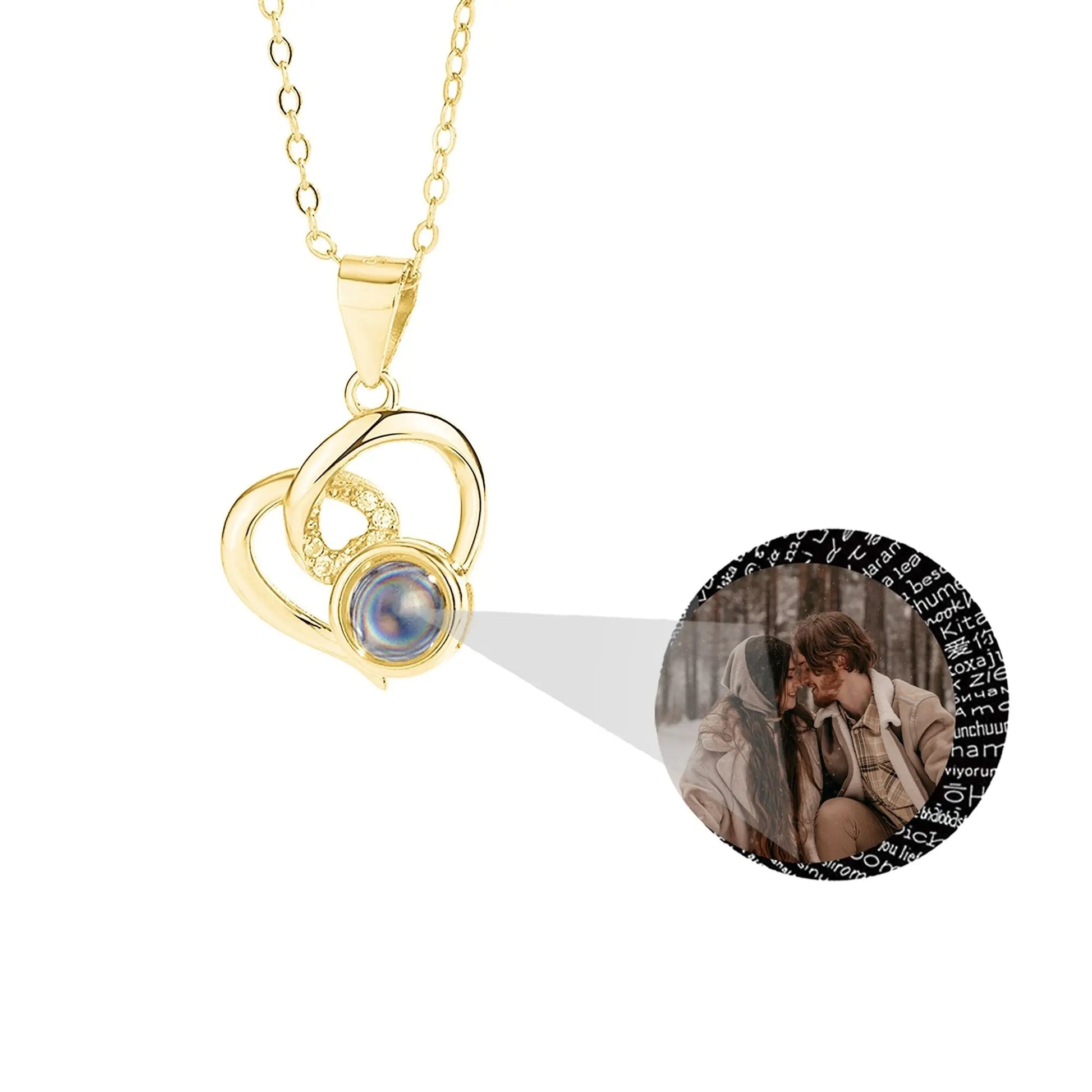 Customizable Photo Necklaces Silver Shiny Heart Chain Necklace Birthday Gifts - Blade & Thread
