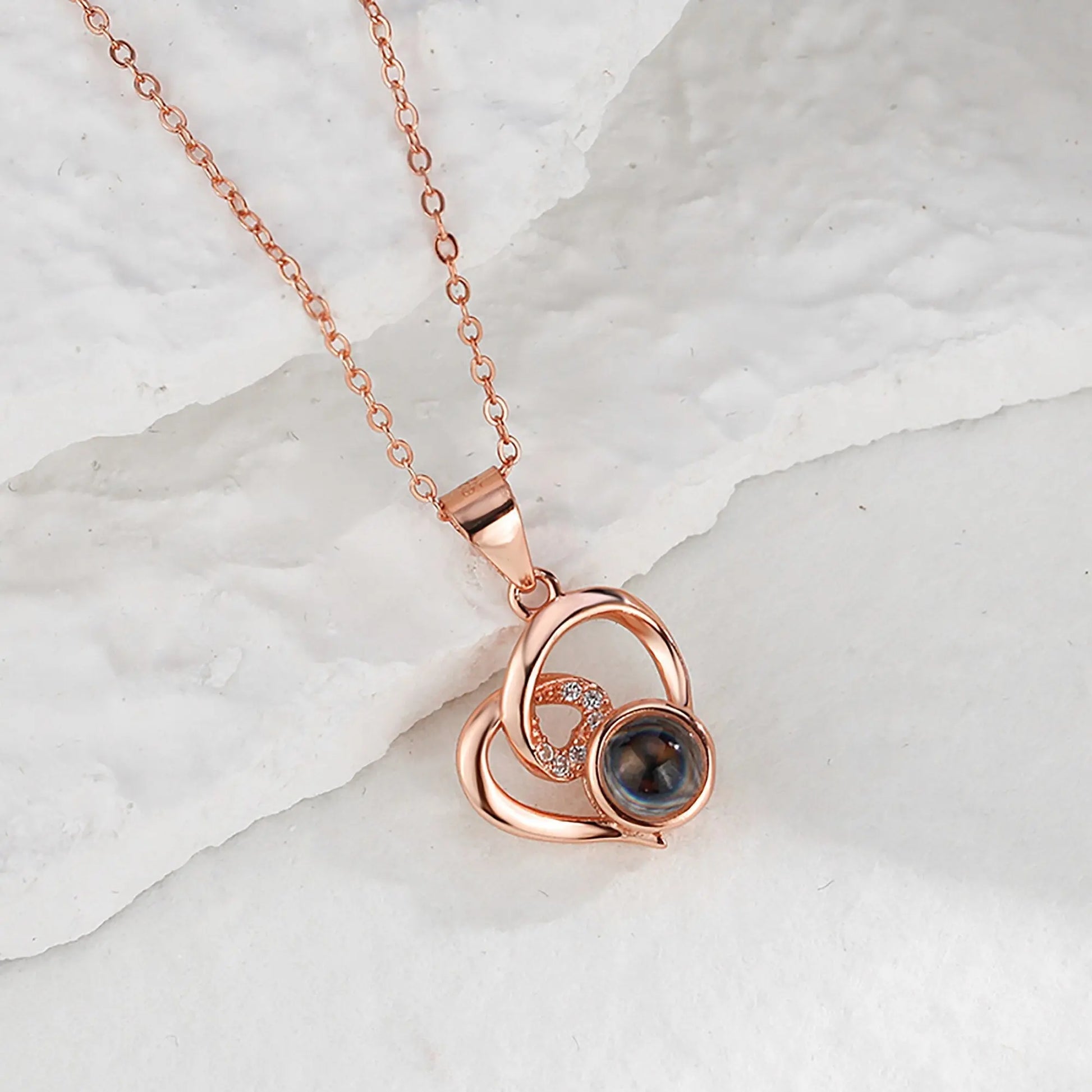 Customizable Photo Necklaces Silver Shiny Heart Chain Necklace Birthday Gifts - Blade & Thread