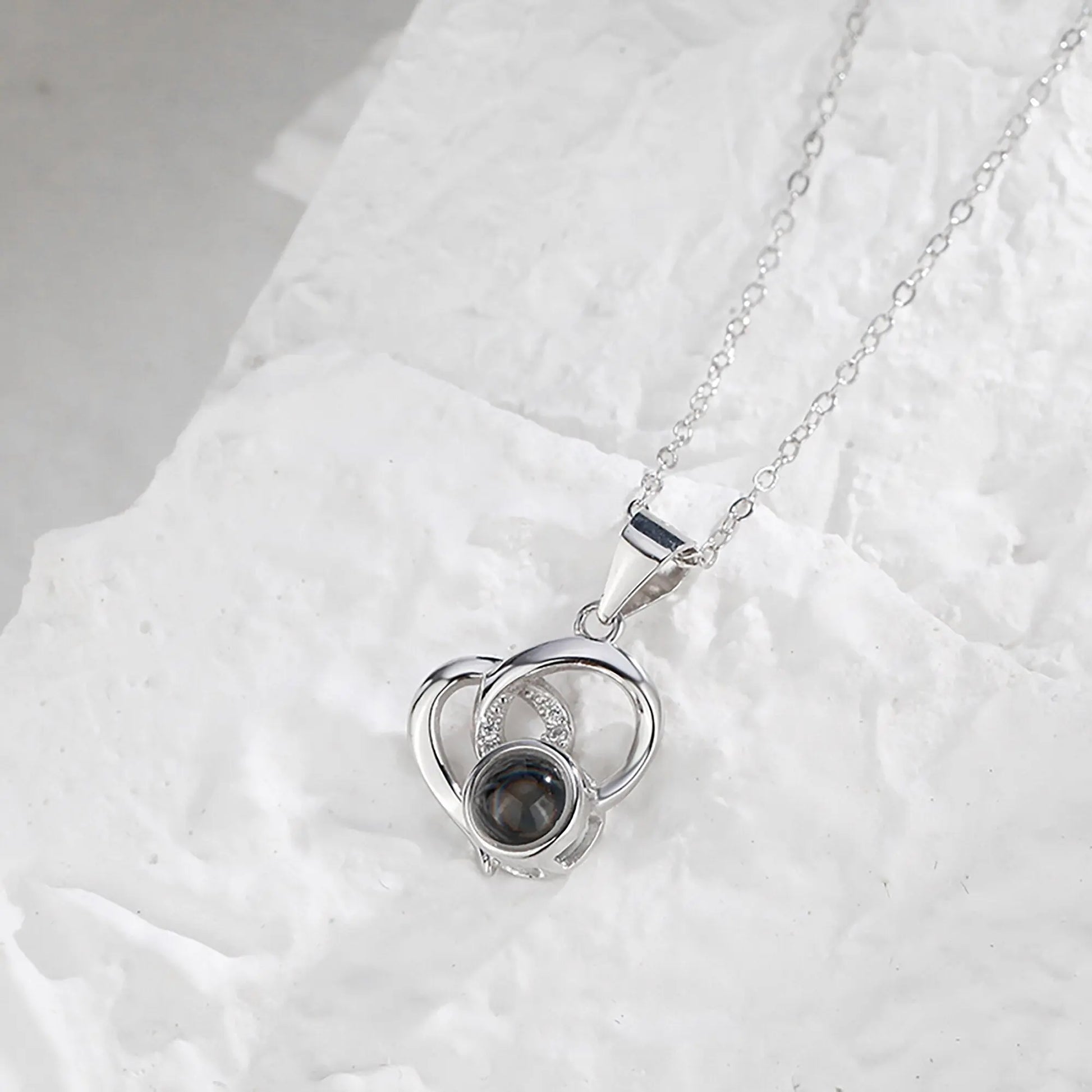 Customizable Photo Necklaces Silver Shiny Heart Chain Necklace Birthday Gifts - Blade & Thread