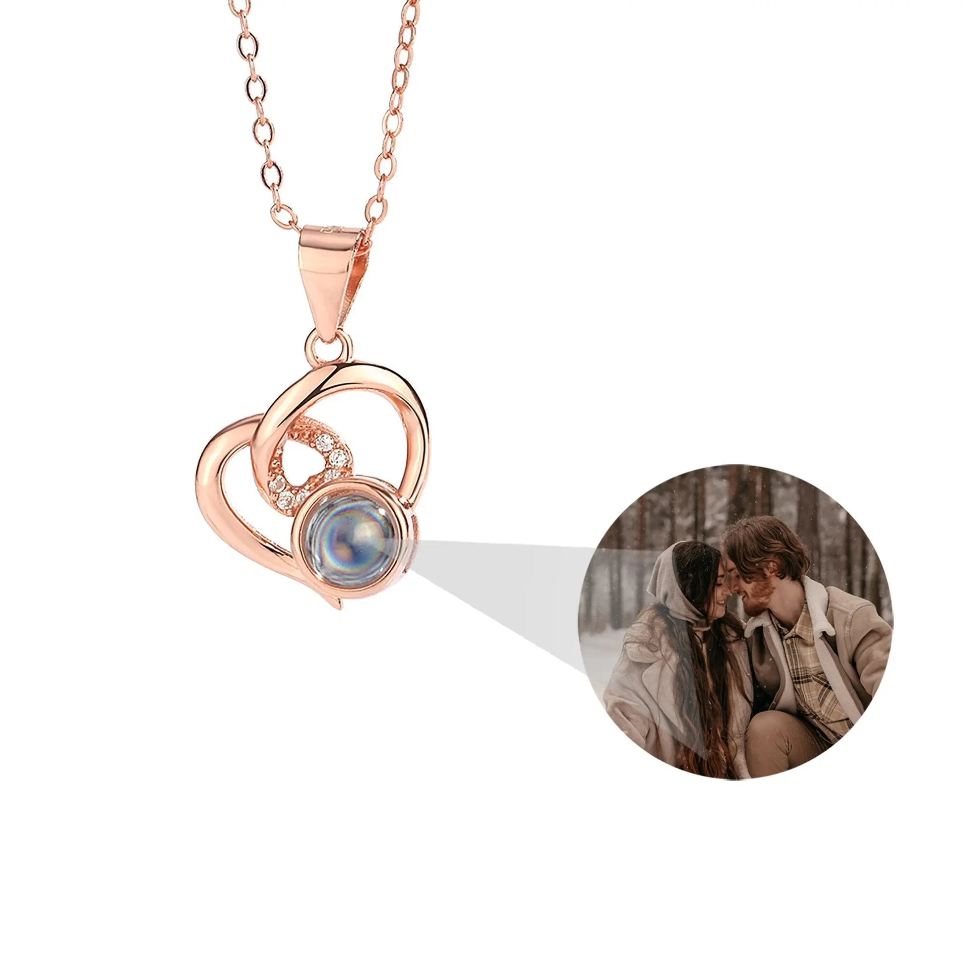 Customizable Photo Necklaces Silver Shiny Heart Chain Necklace Birthday Gifts - Blade & Thread