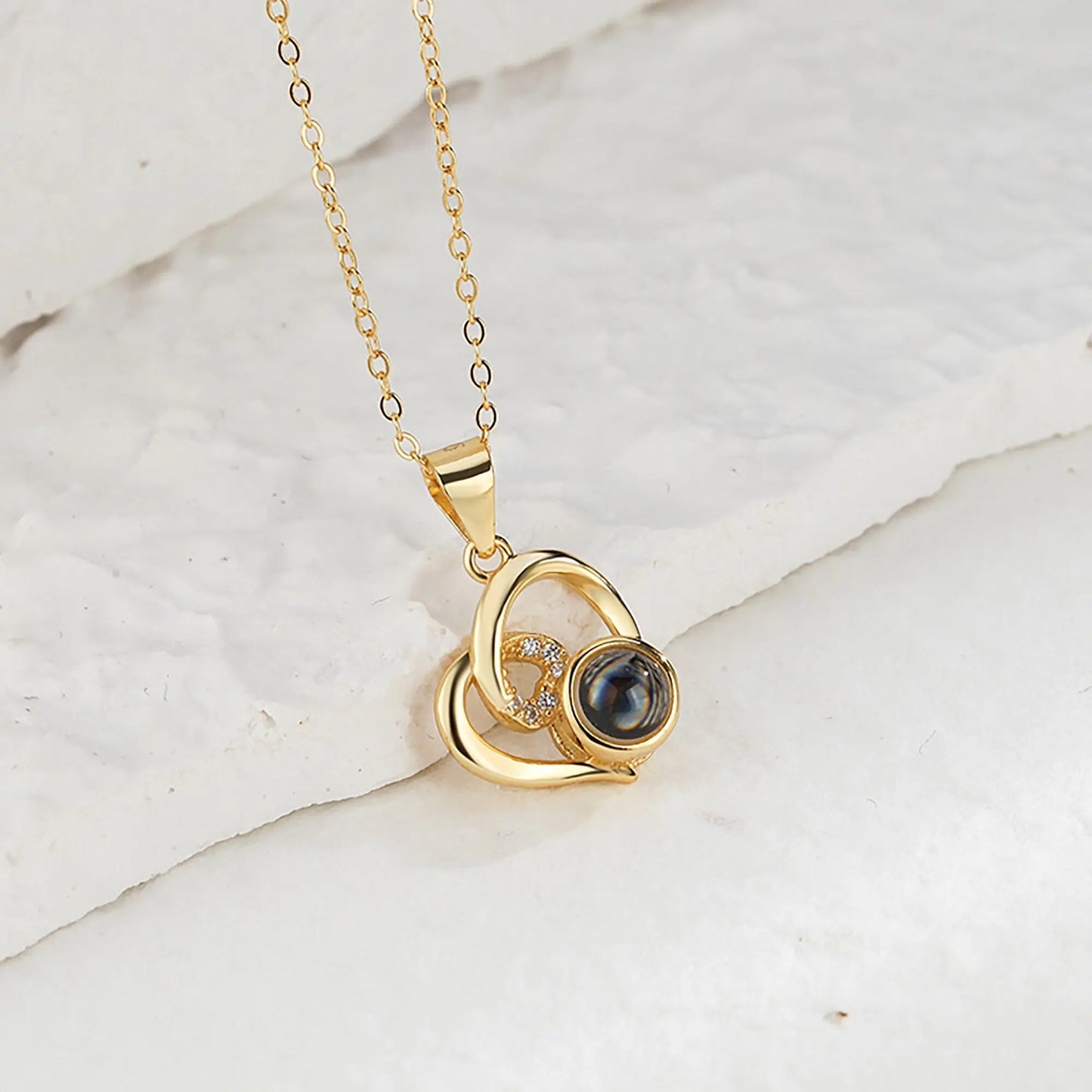 Customizable Photo Necklaces Silver Shiny Heart Chain Necklace Birthday Gifts - Blade & Thread