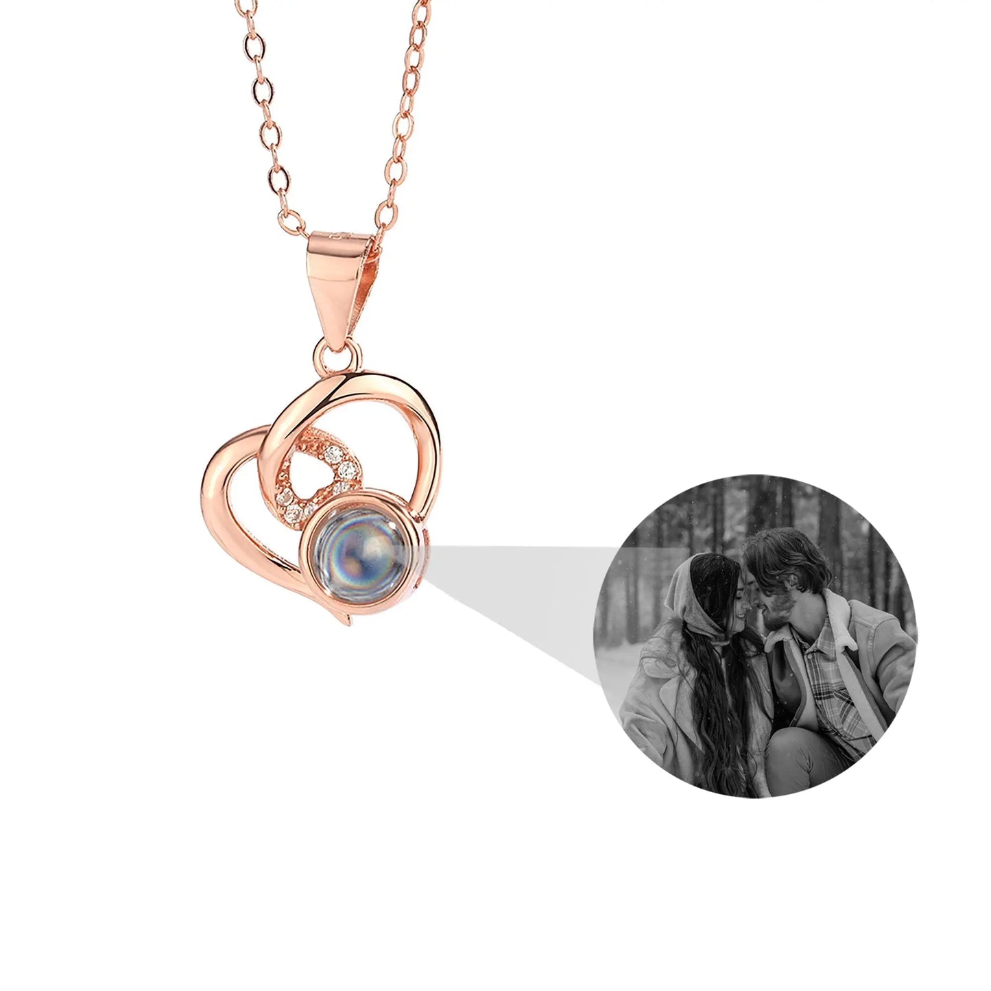 Customizable Photo Necklaces Silver Shiny Heart Chain Necklace Birthday Gifts - Blade & Thread