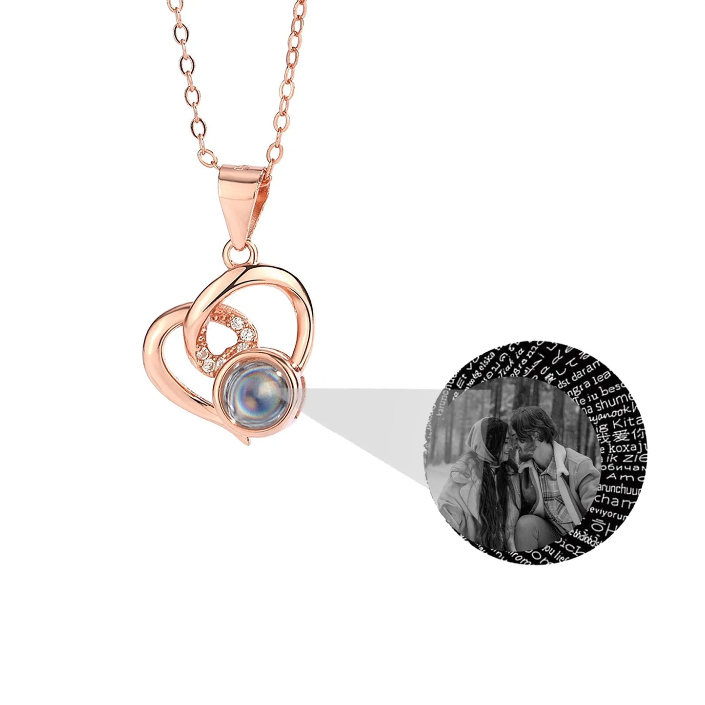 Customizable Photo Necklaces Silver Shiny Heart Chain Necklace Birthday Gifts - Blade & Thread