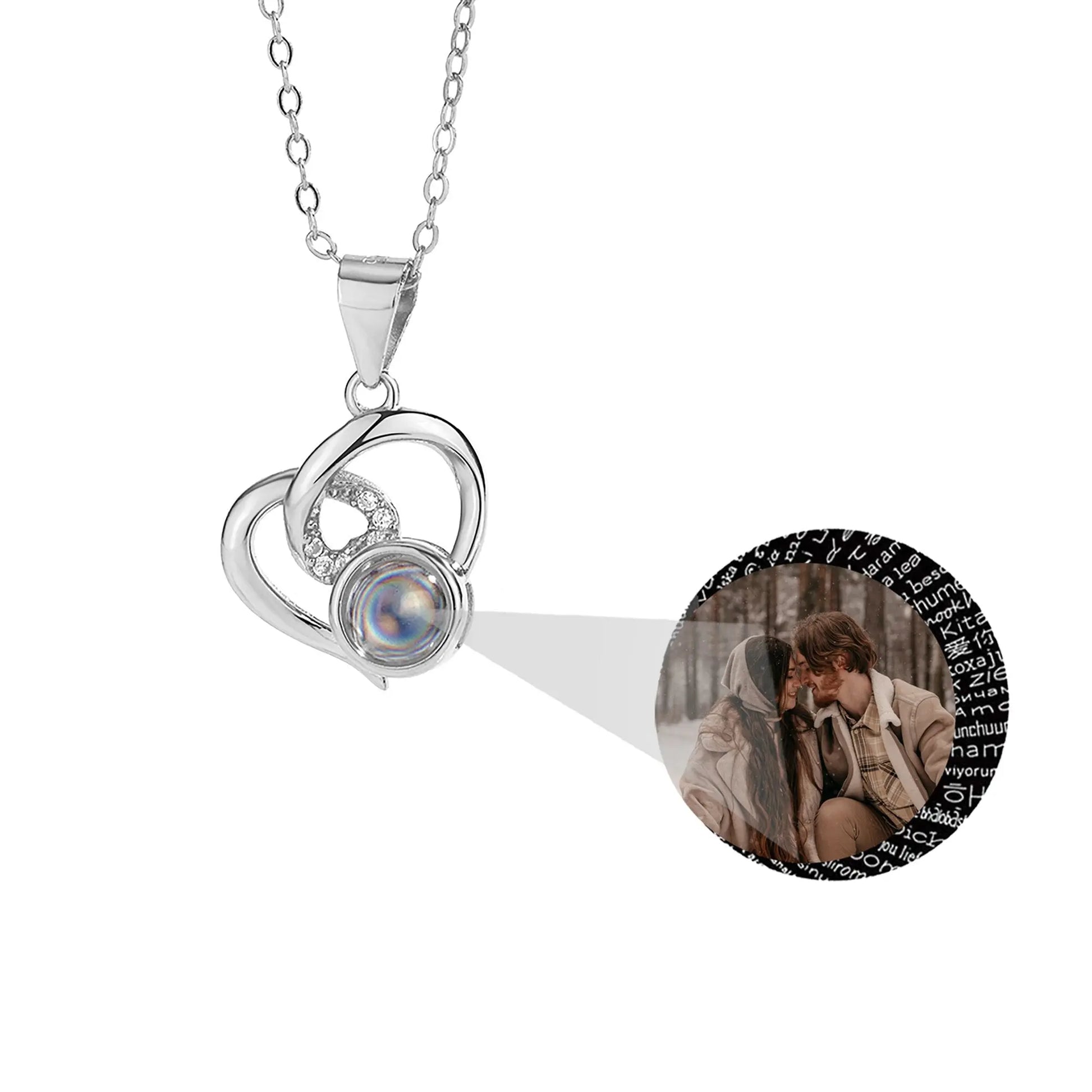 Customizable Photo Necklaces Silver Shiny Heart Chain Necklace Birthday Gifts - Blade & Thread