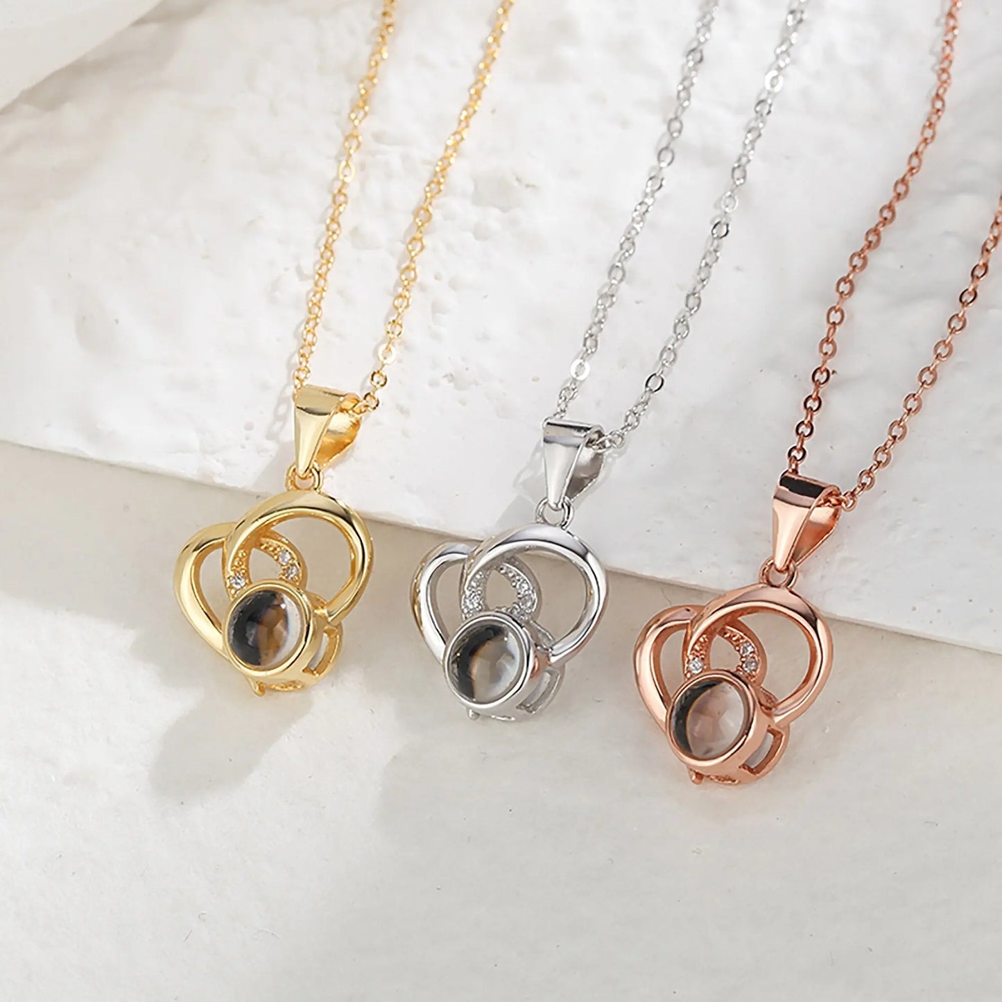 Customizable Photo Necklaces Silver Shiny Heart Chain Necklace Birthday Gifts - Blade & Thread