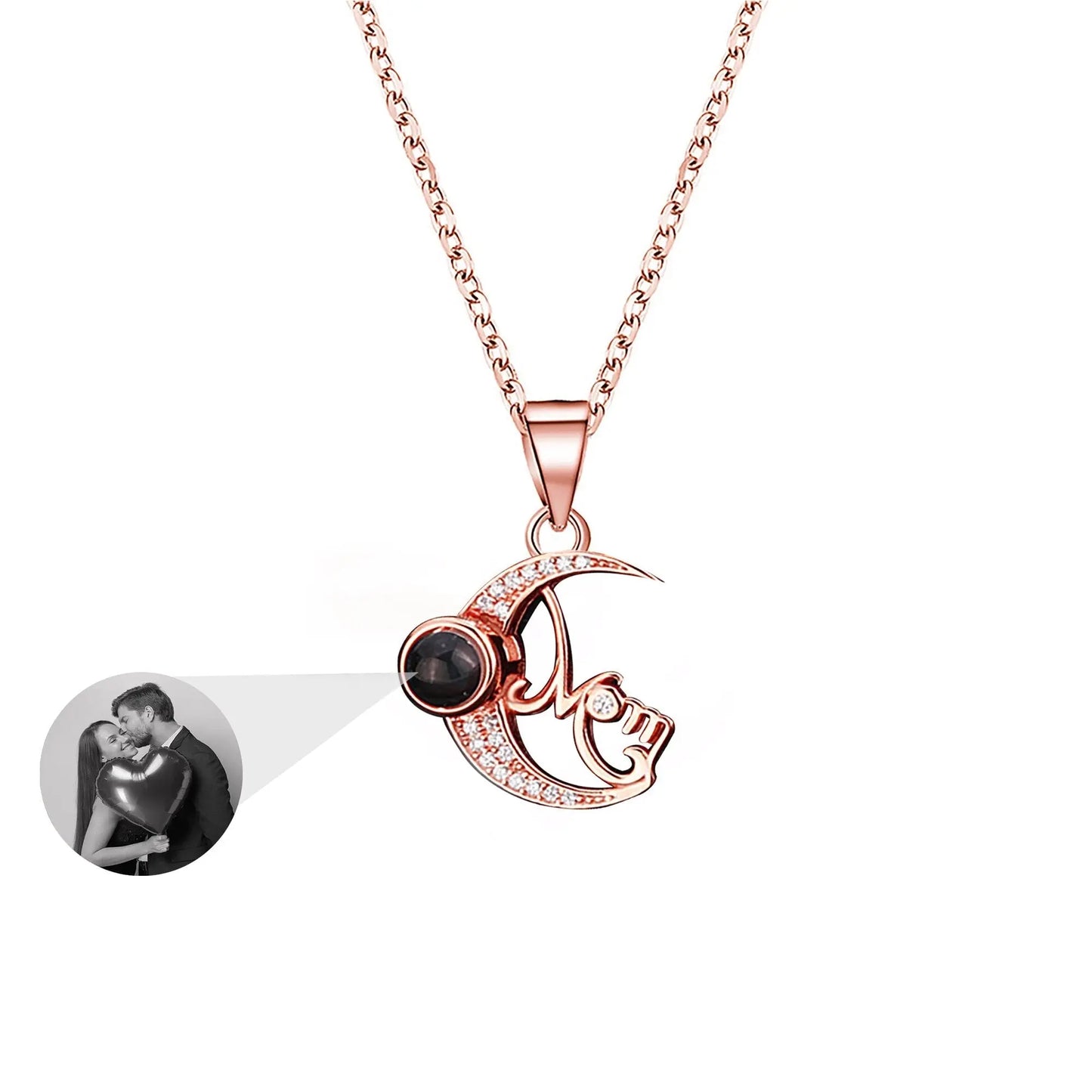 Customizable photo of the moon Projection Necklace Pendant Jewelry - Blade & Thread