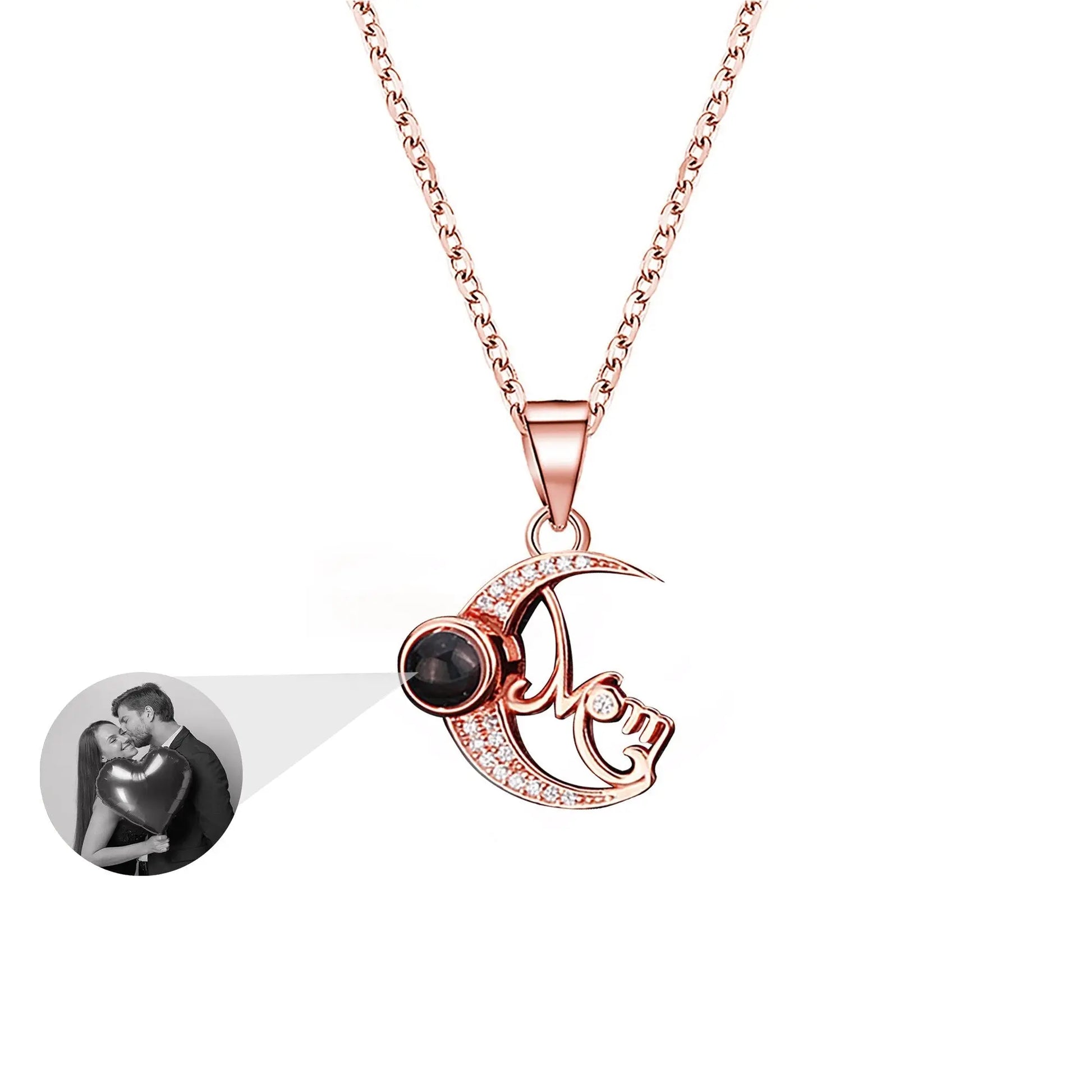 Customizable photo of the moon Projection Necklace Pendant Jewelry - Blade & Thread