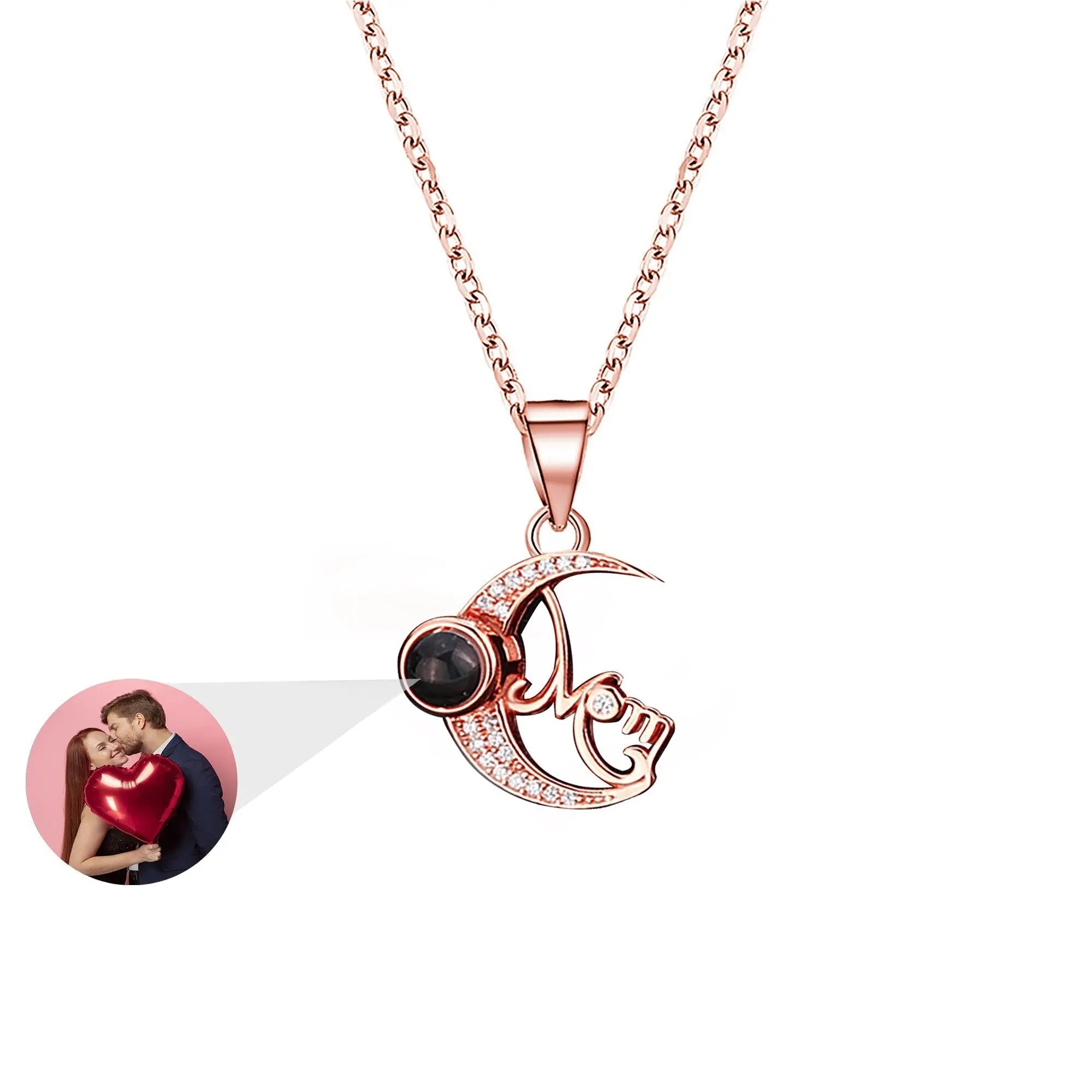Customizable photo of the moon Projection Necklace  Pendant Jewelry nowadaysfashion