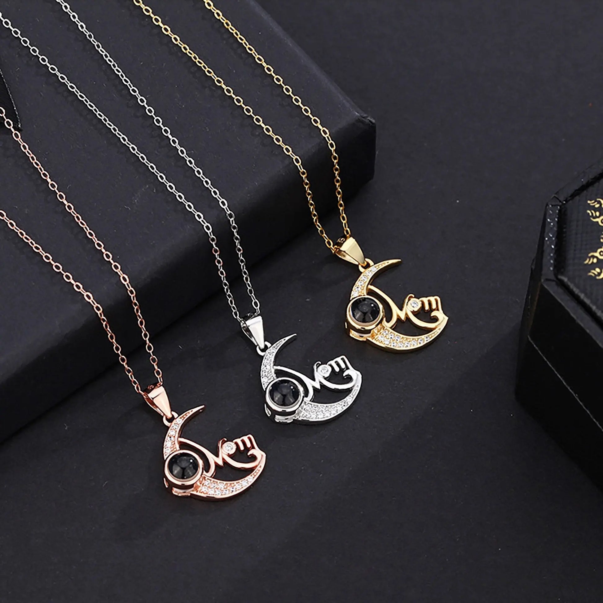 Customizable photo of the moon Projection Necklace Pendant Jewelry - Blade & Thread