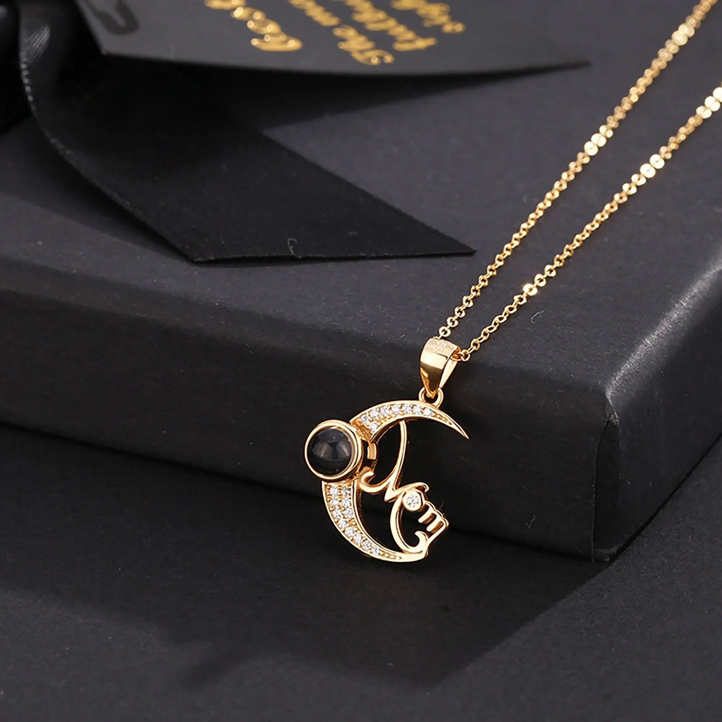 Customizable photo of the moon Projection Necklace Pendant Jewelry - Blade & Thread