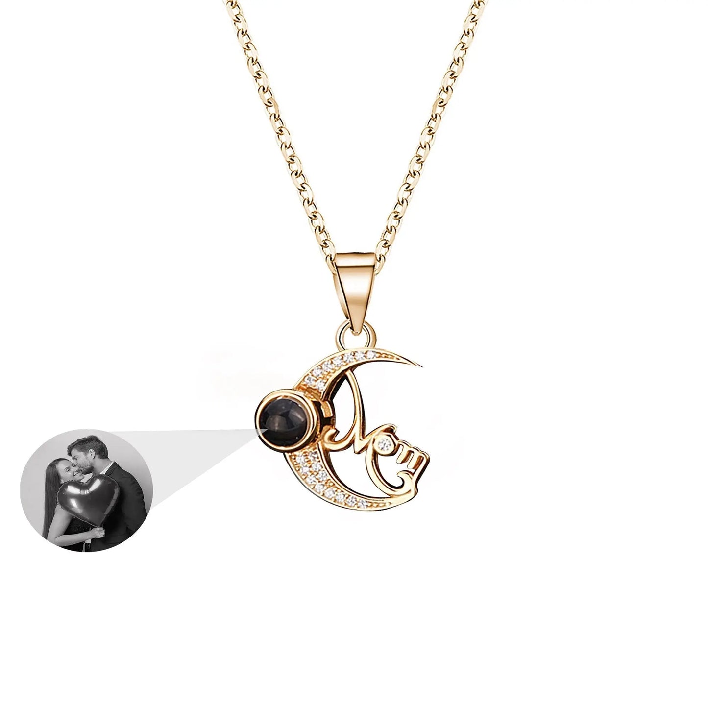 Customizable photo of the moon Projection Necklace Pendant Jewelry - Blade & Thread