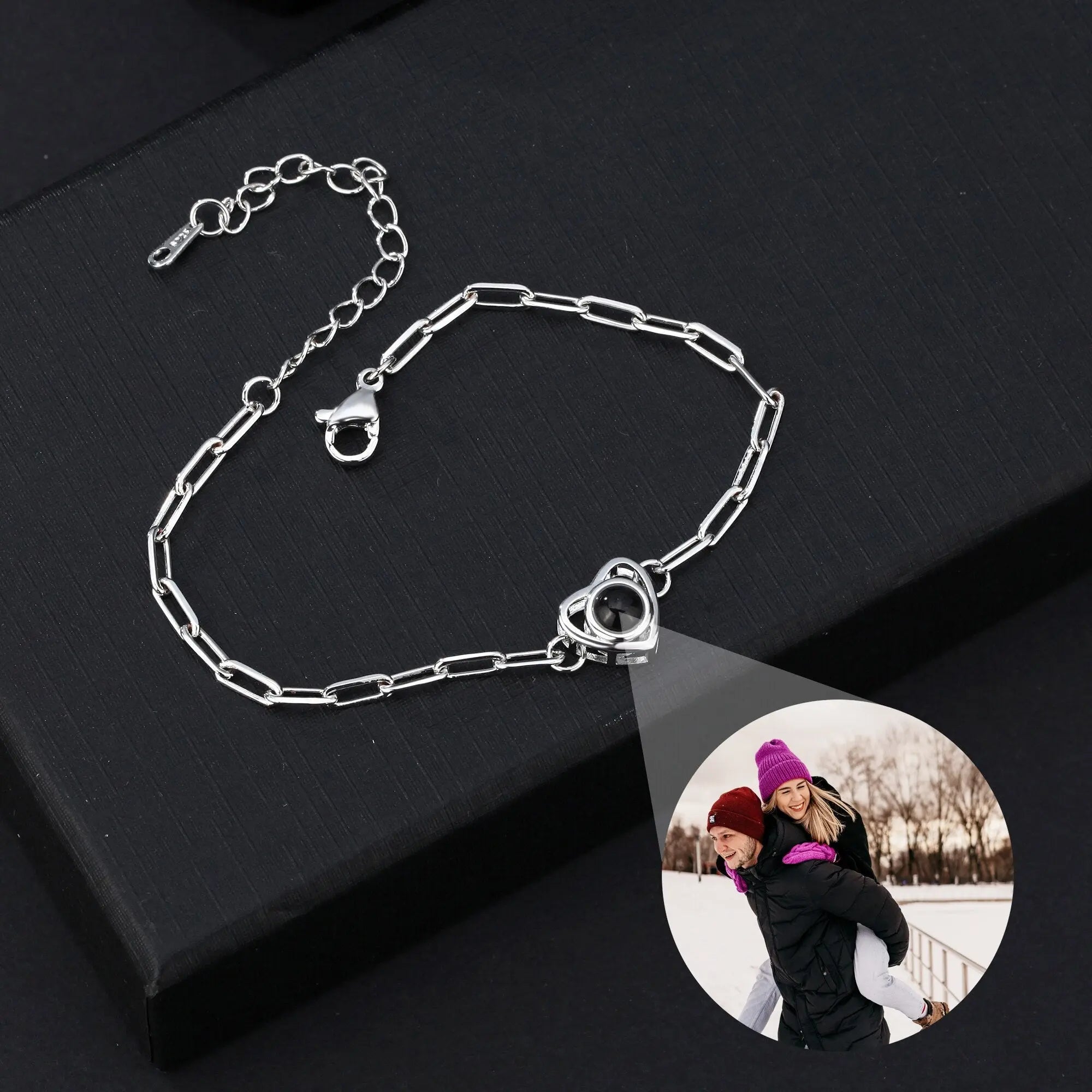 Customizable photo Projection Photo Bracelet-Heart Pendant Memorial Bracelet nowadaysfashion