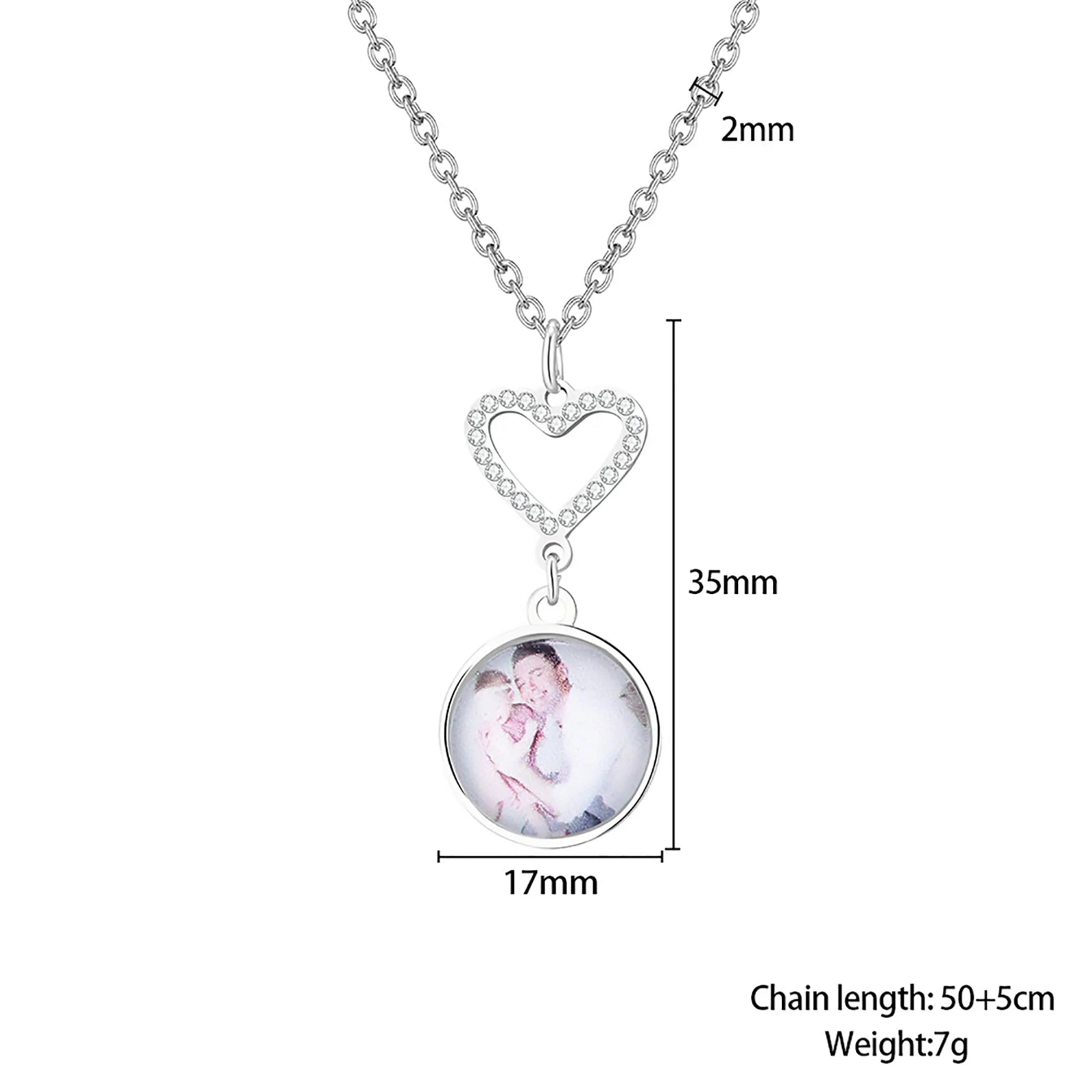 Customizable Photo Romantic Simple Small Heart-shaped Necklaces Exquisite  Silver Color Clavicle Chain Women's Wedding Jewelry nowadaysfashion