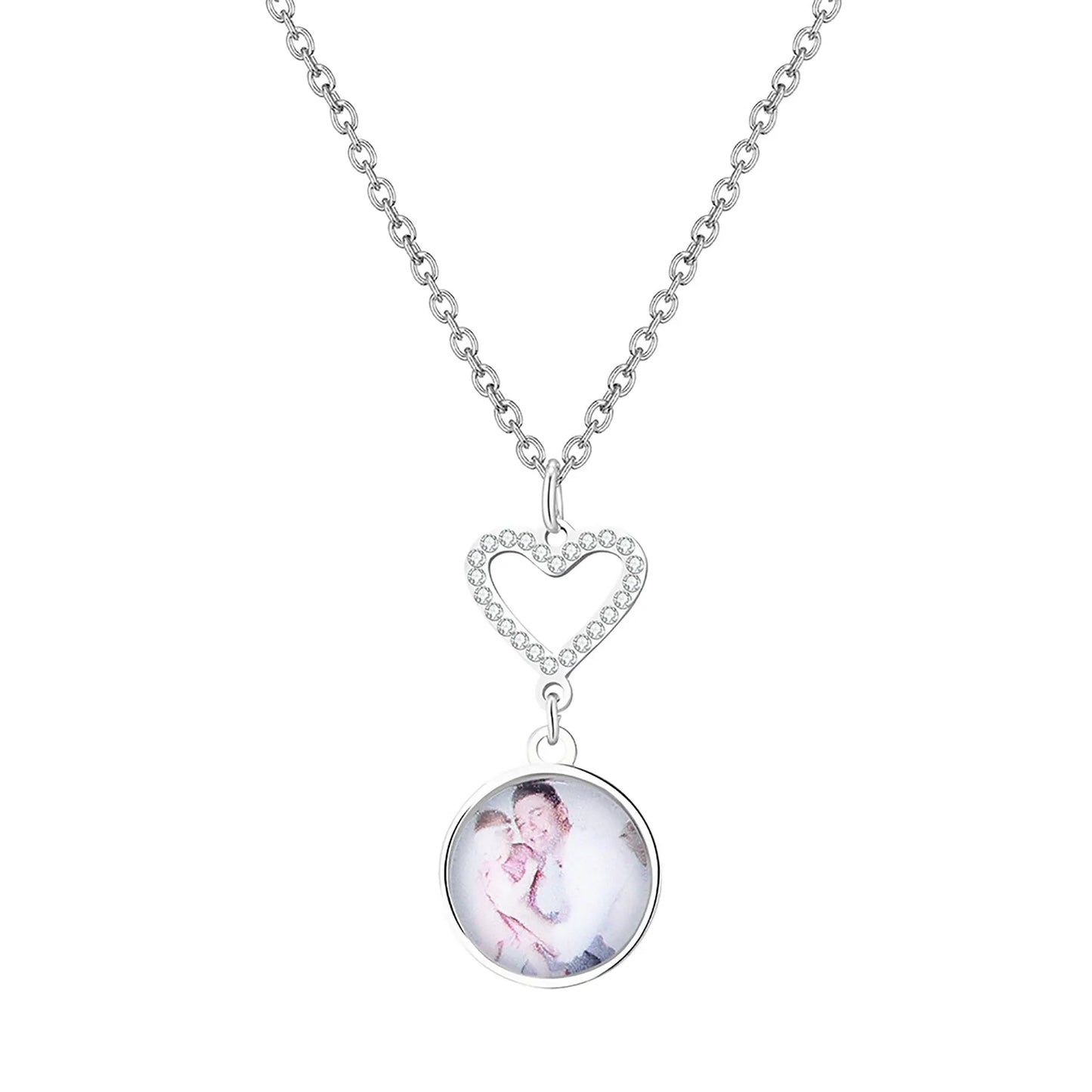 Customizable Photo Romantic Simple Small Heart-shaped Necklaces Exquisite Silver Color Clavicle Chain Women's Wedding Jewelry - Blade & Thread