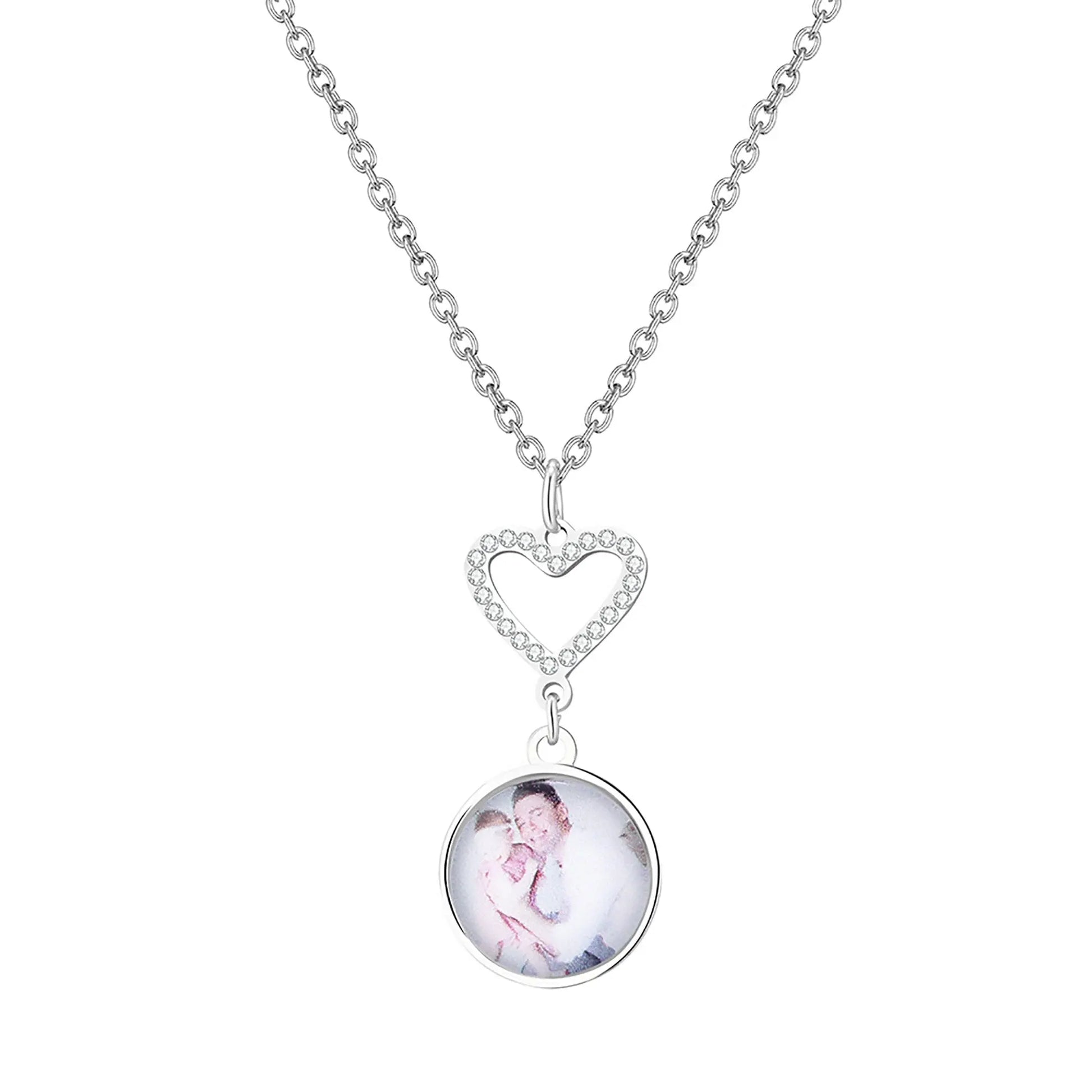 Customizable Photo Romantic Simple Small Heart-shaped Necklaces Exquisite Silver Color Clavicle Chain Women's Wedding Jewelry - Blade & Thread