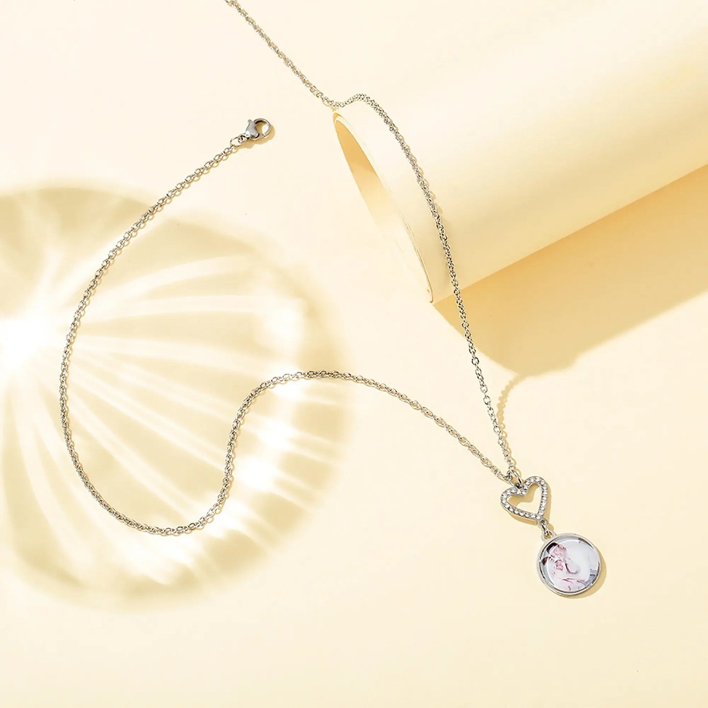 Customizable Photo Romantic Simple Small Heart-shaped Necklaces Exquisite Silver Color Clavicle Chain Women's Wedding Jewelry - Blade & Thread
