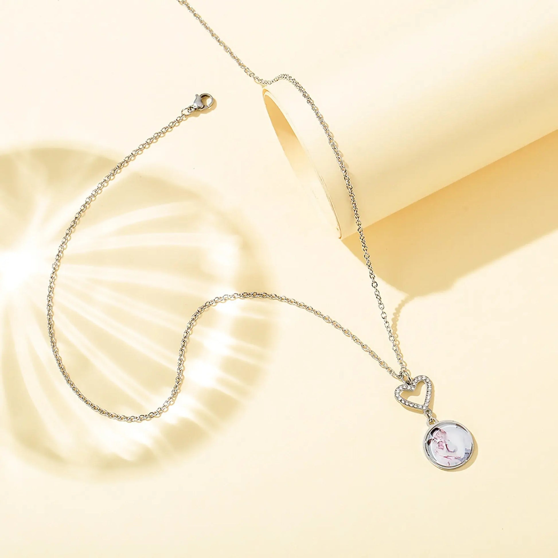 Customizable Photo Romantic Simple Small Heart-shaped Necklaces Exquisite Silver Color Clavicle Chain Women's Wedding Jewelry - Blade & Thread
