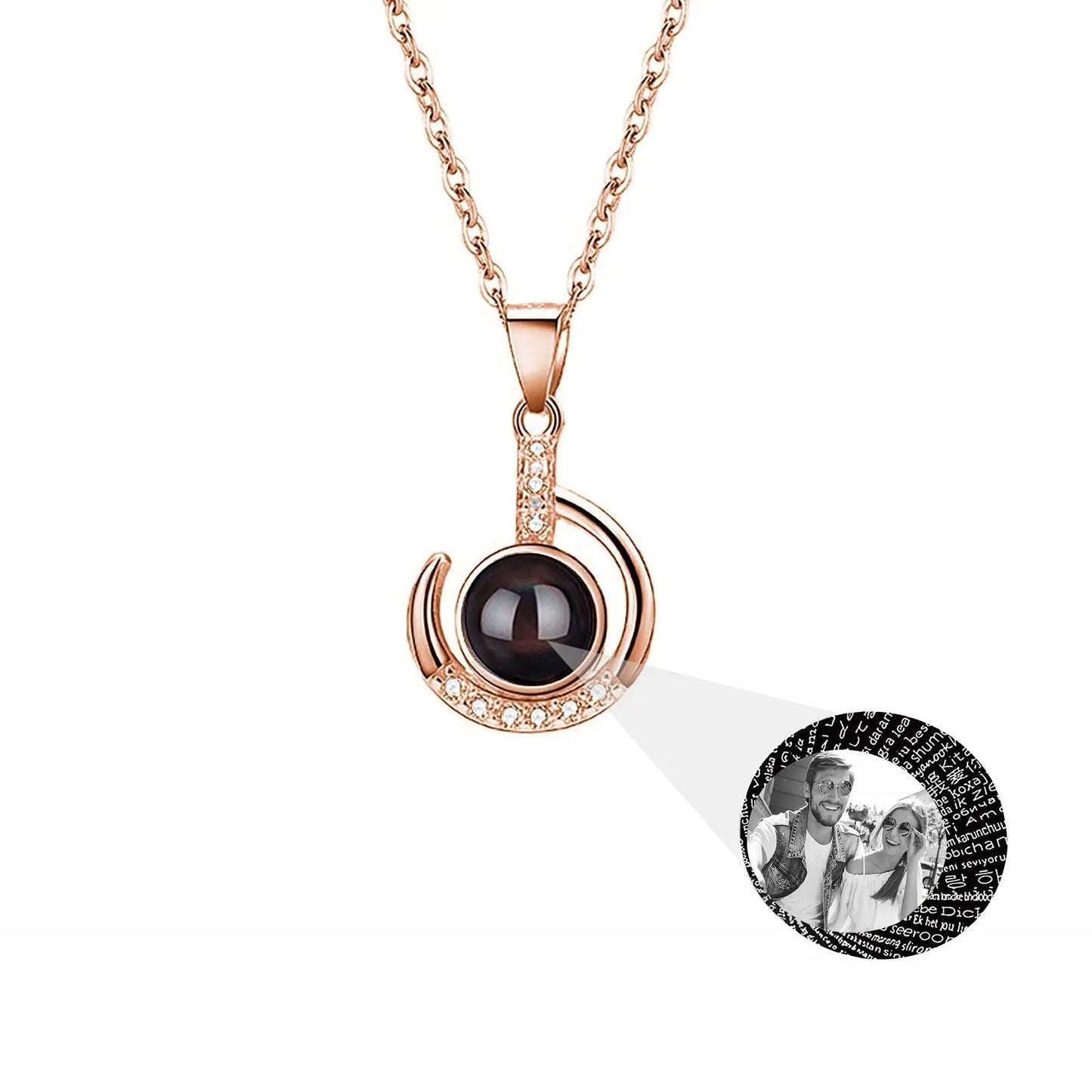 Customizable photo Silver 925 Necklace 100 Languages I Love You Projection Pendant - Blade & Thread