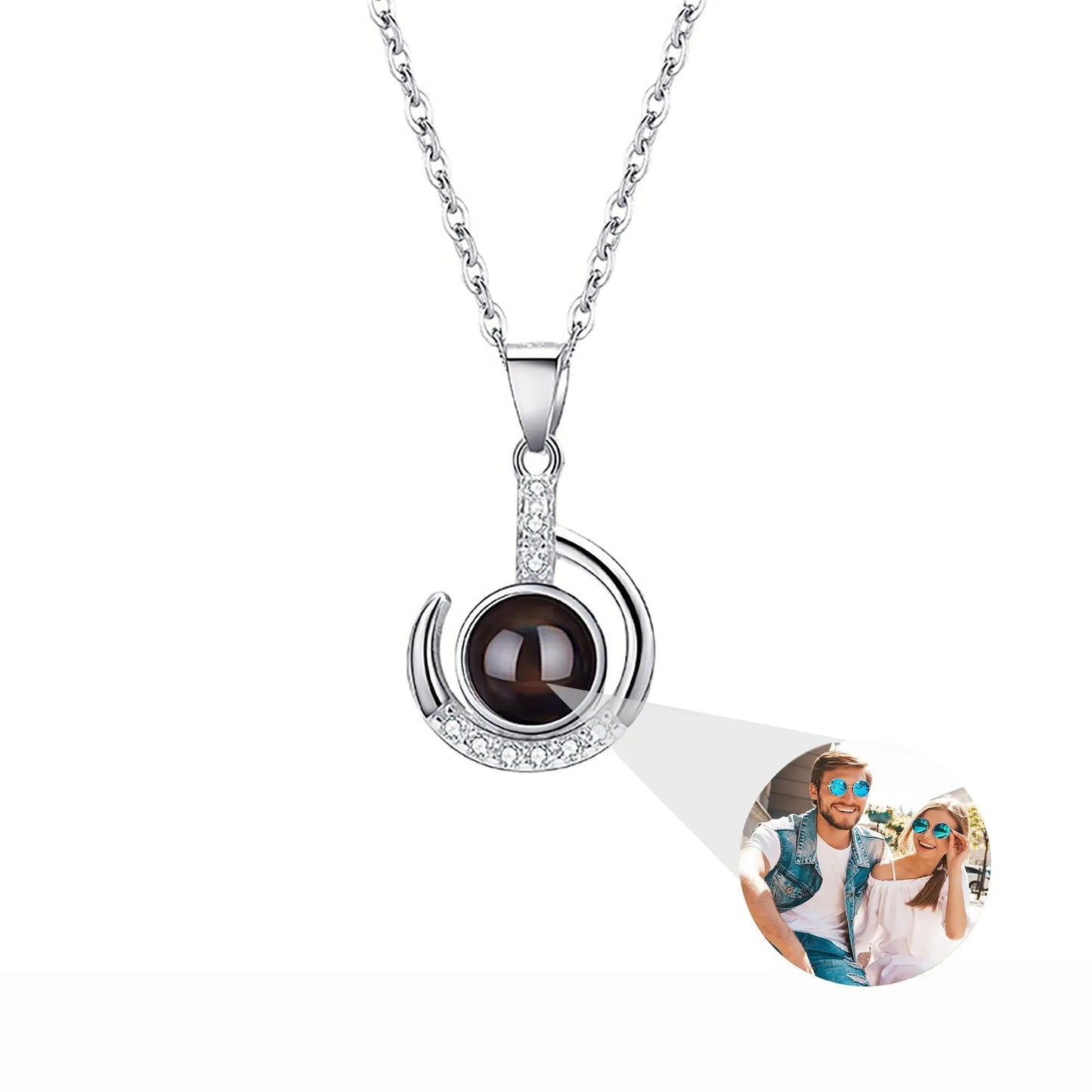 Customizable photo Silver 925 Necklace 100 Languages I Love You Projection Pendant - Blade & Thread