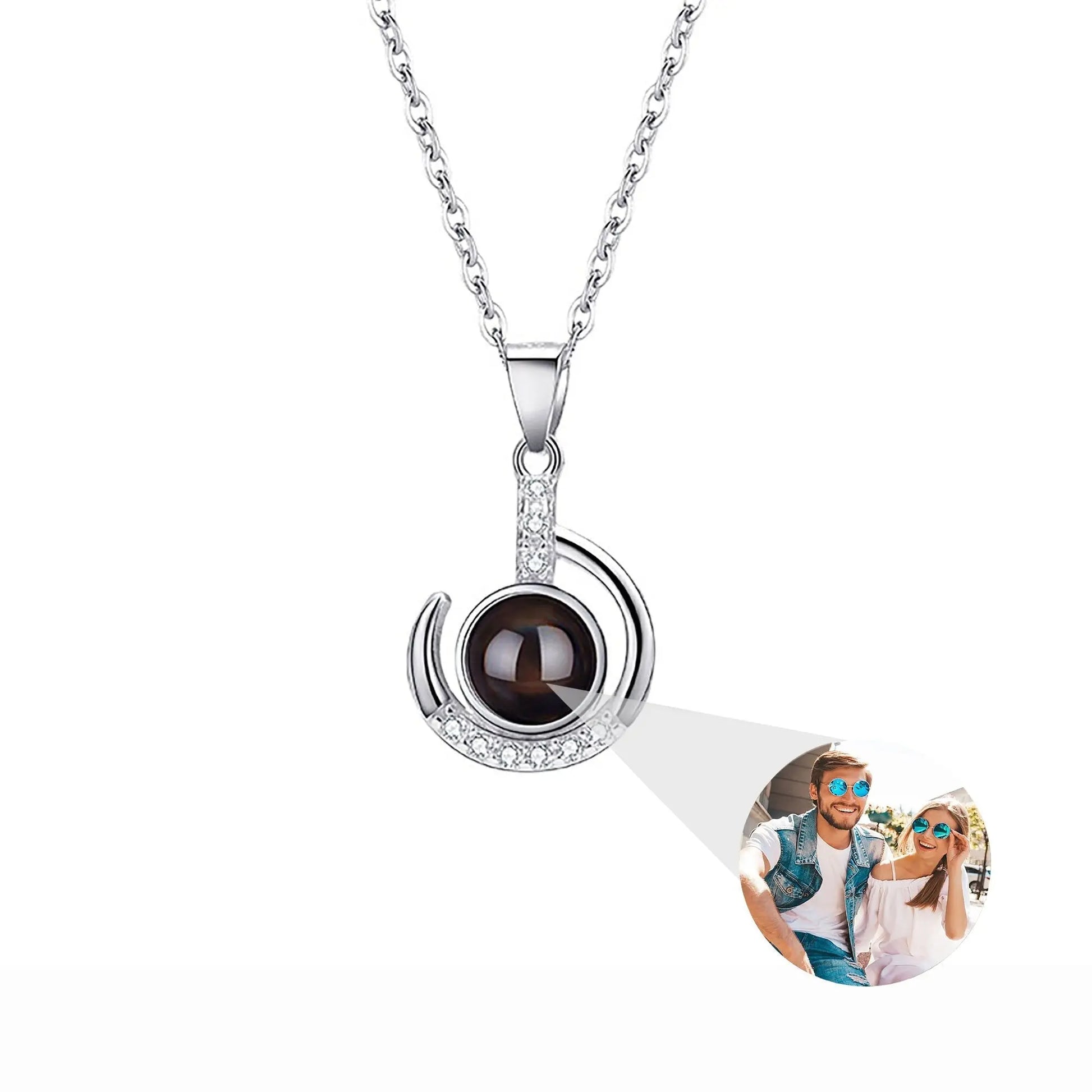 Customizable photo Silver 925 Necklace 100 Languages I Love You Projection Pendant - Blade & Thread