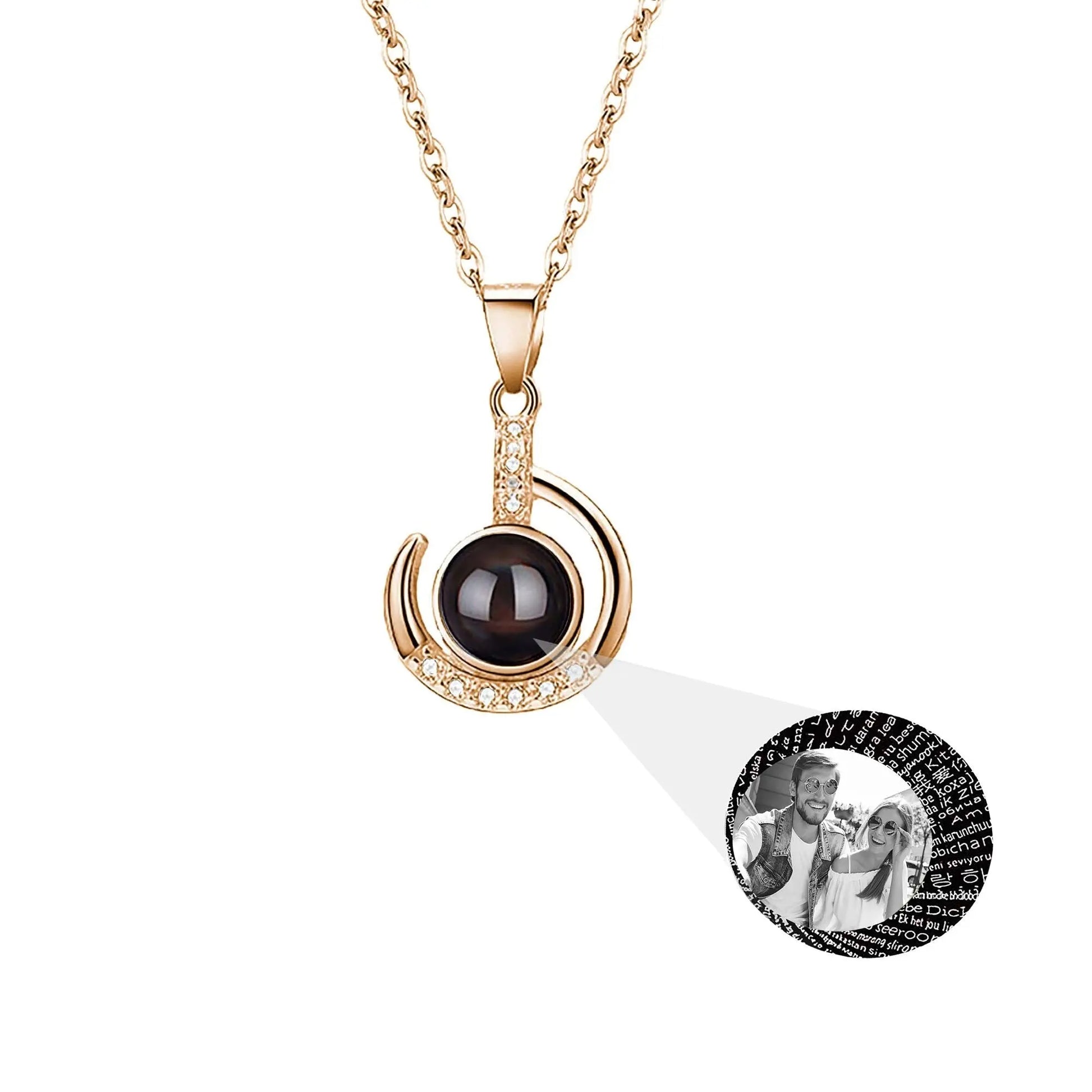 Customizable photo Silver 925 Necklace 100 Languages I Love You Projection Pendant - Blade & Thread