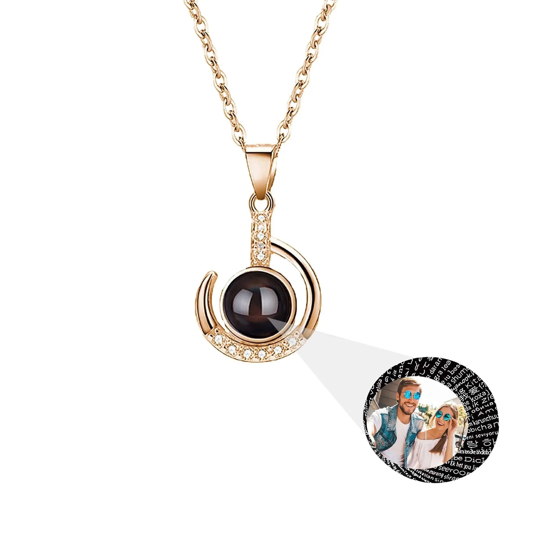 Customizable photo Silver 925 Necklace 100 Languages I Love You Projection Pendant - Blade & Thread