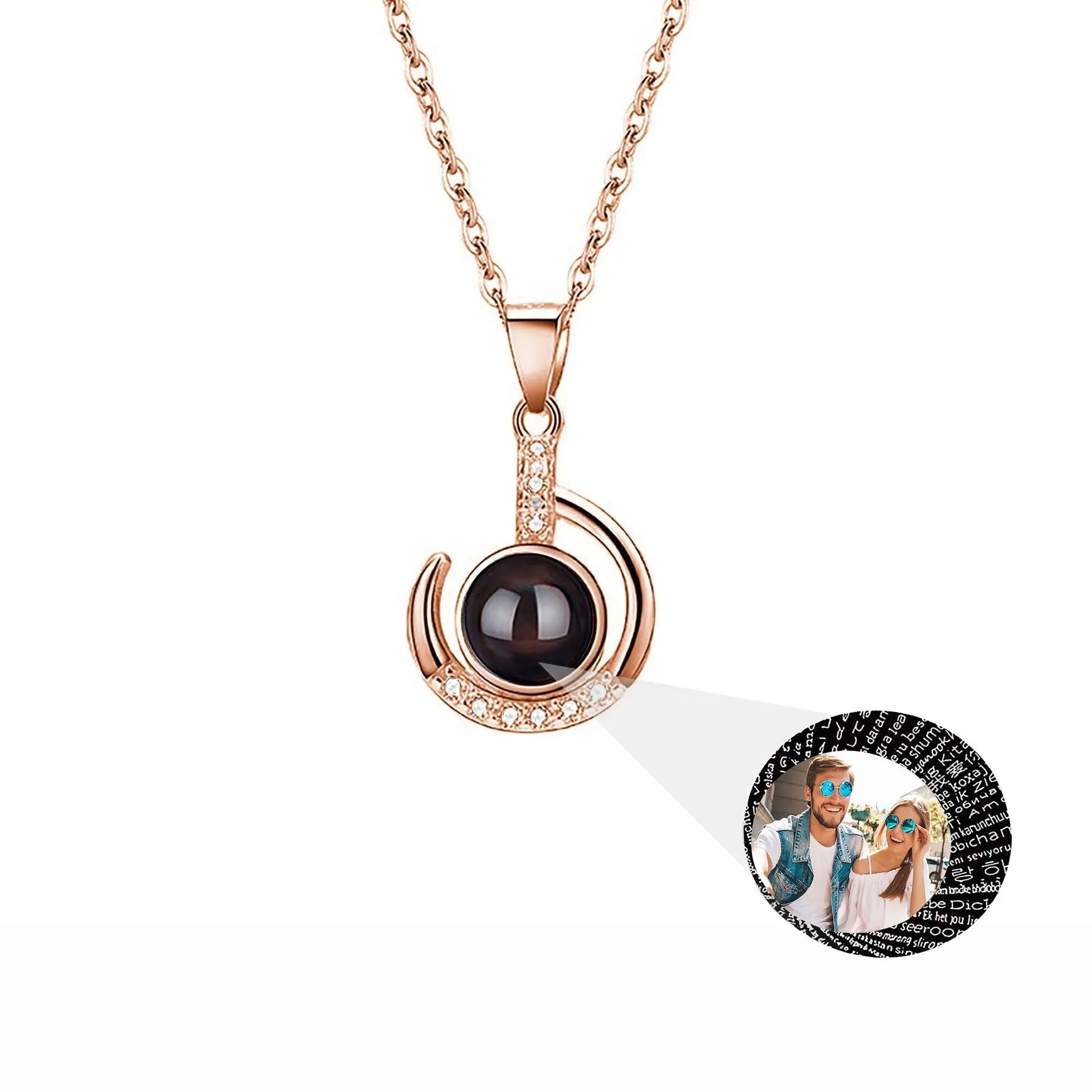 Customizable photo Silver 925 Necklace 100 Languages I Love You Projection Pendant - Blade & Thread