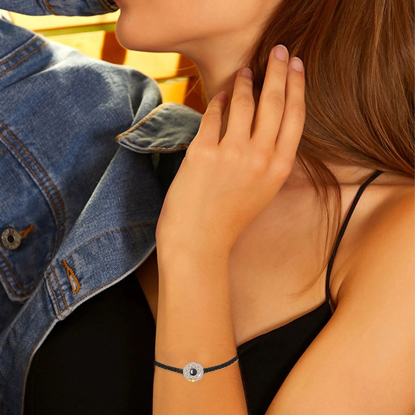 Customizable Photo Sun Moon Bracelet Stainless Steel Couple Bracelet - Blade & Thread