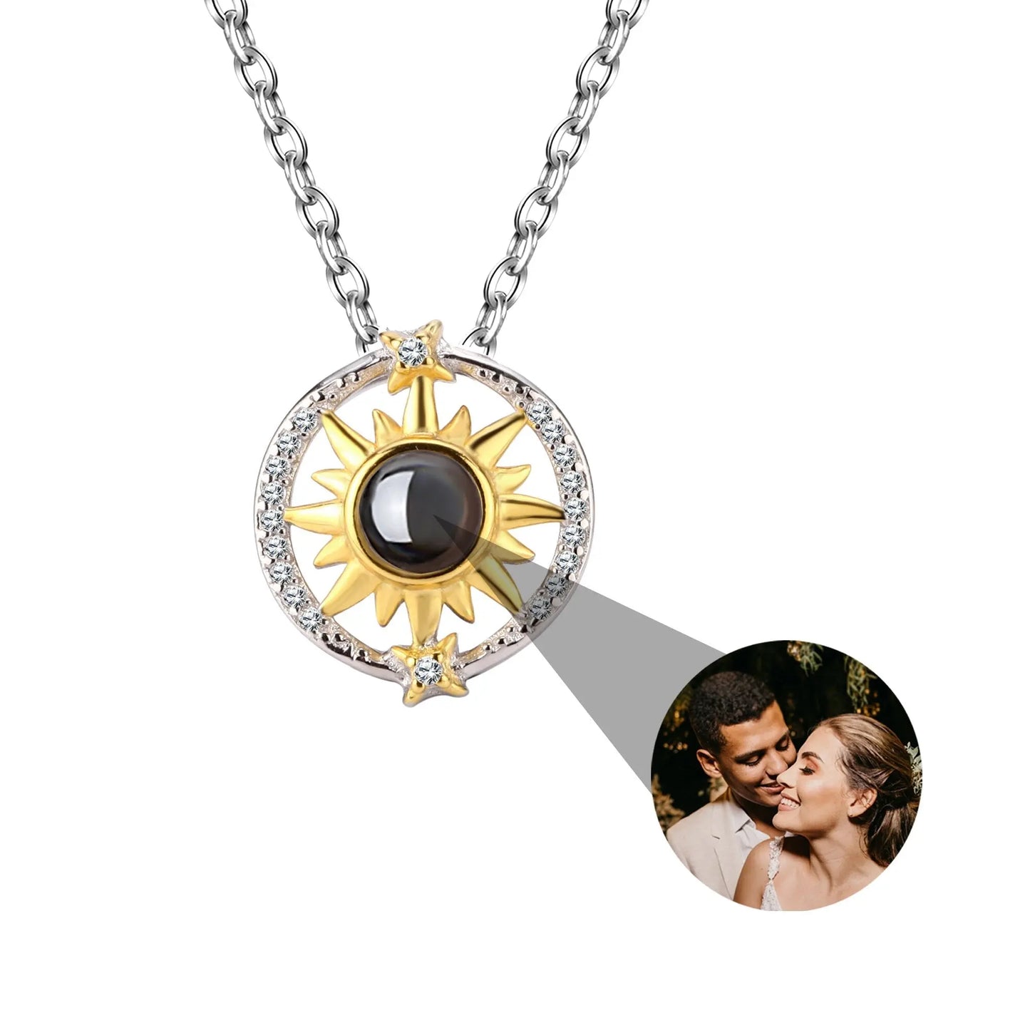 Customizable photo sunflower Projection Necklace Pendant Jewelry - Blade & Thread