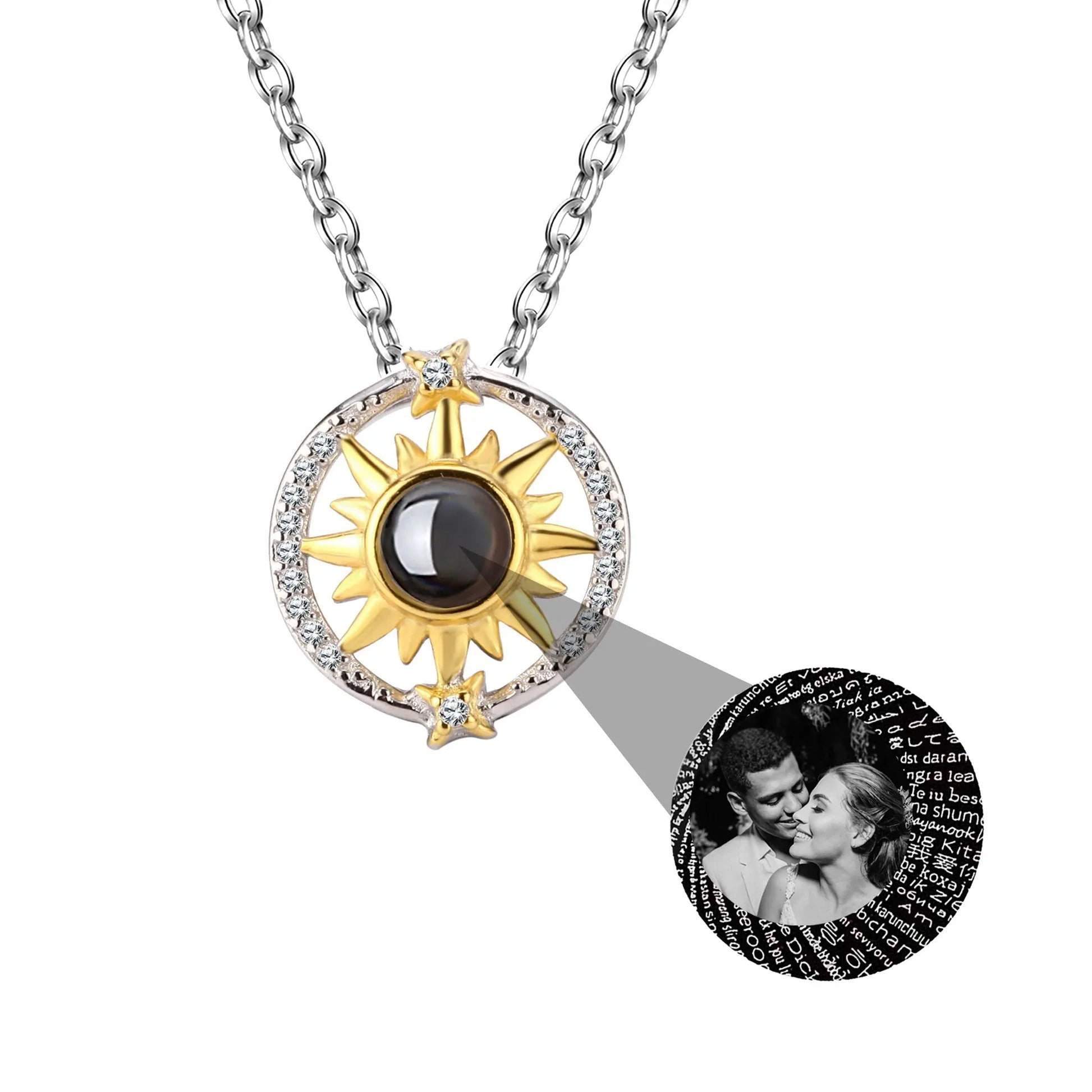 Customizable photo sunflower Projection Necklace Pendant Jewelry - Blade & Thread