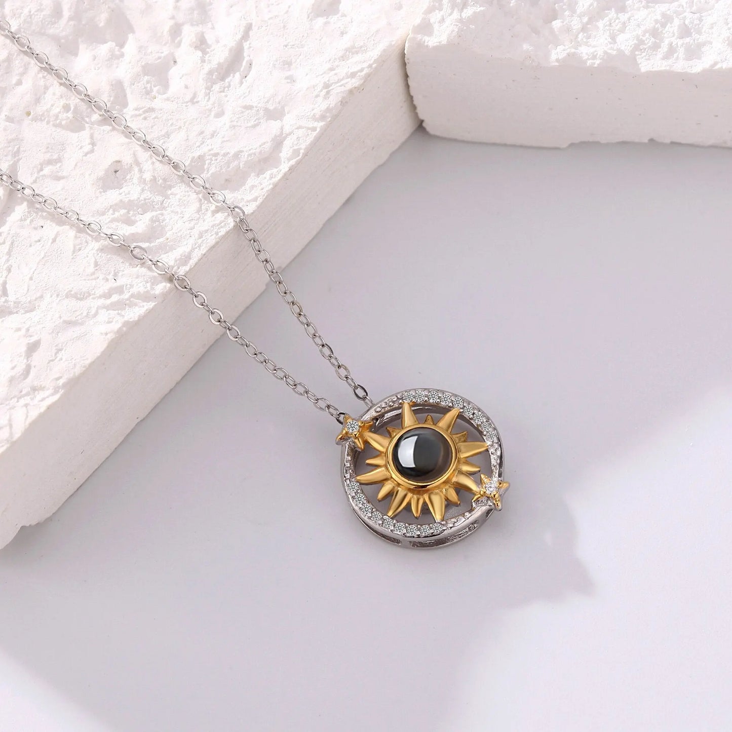Customizable photo sunflower Projection Necklace Pendant Jewelry - Blade & Thread